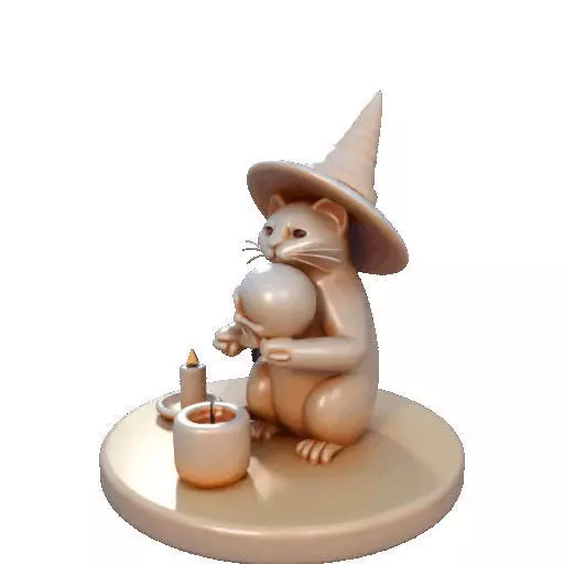 2289Witch Cat with Skull Raven Candlestick Figurine 3D print model_25