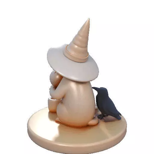 2289Witch Cat with Skull Raven Candlestick Figurine 3D print model_17