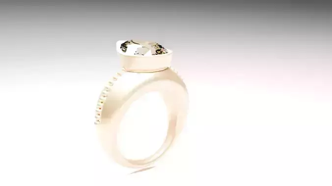 3D Diamond Ring Model US Size 7 Print Ready 