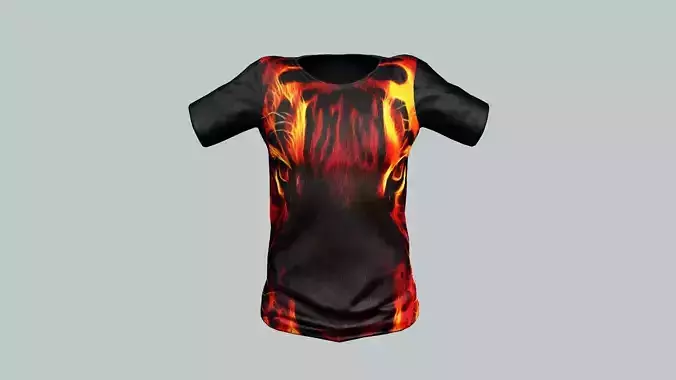 Men Black T-Shirt Short Sleeve 01 Game Ready 3D Model