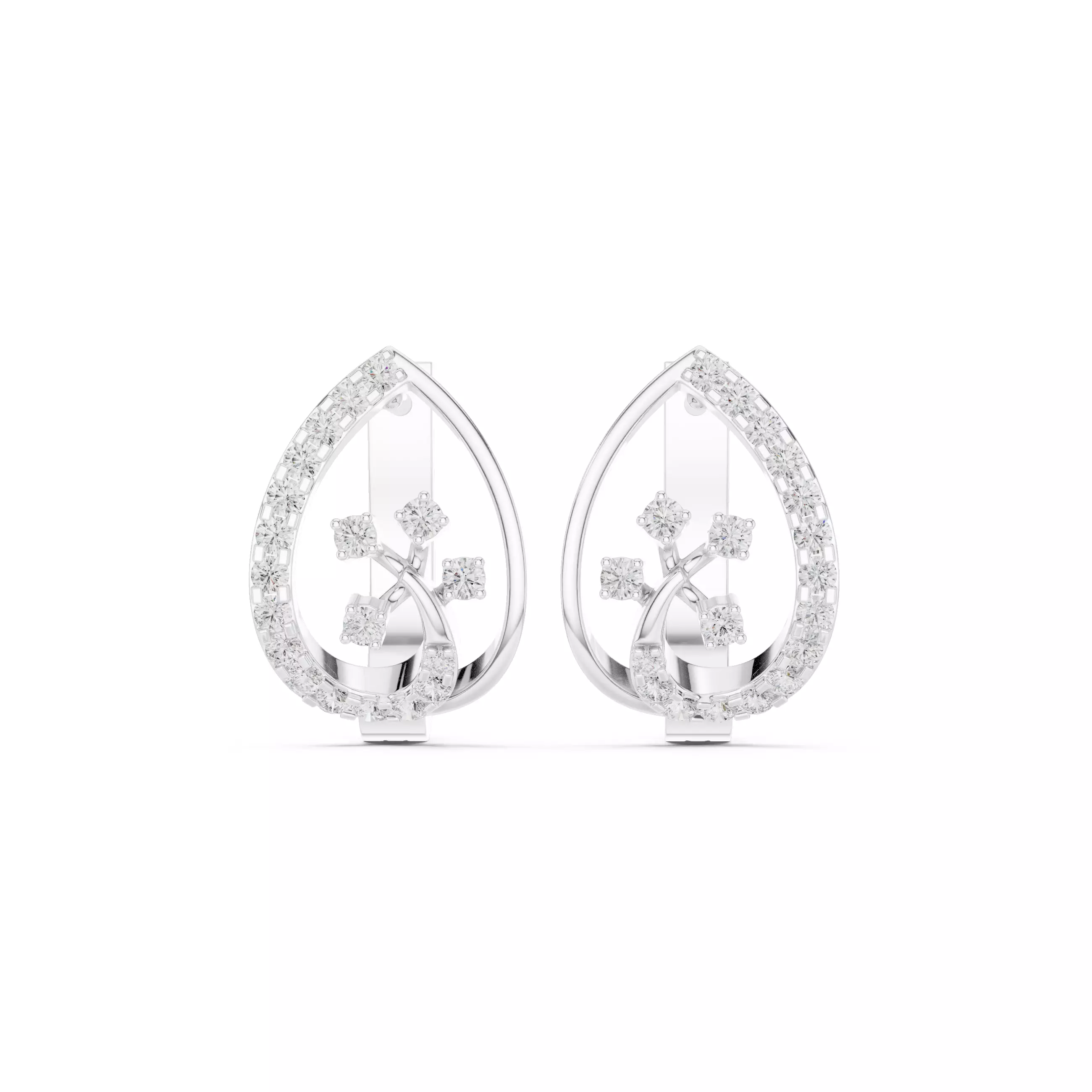 Diamond Hoops Earrings 3dm stl renders animation videos details  3D print model_9