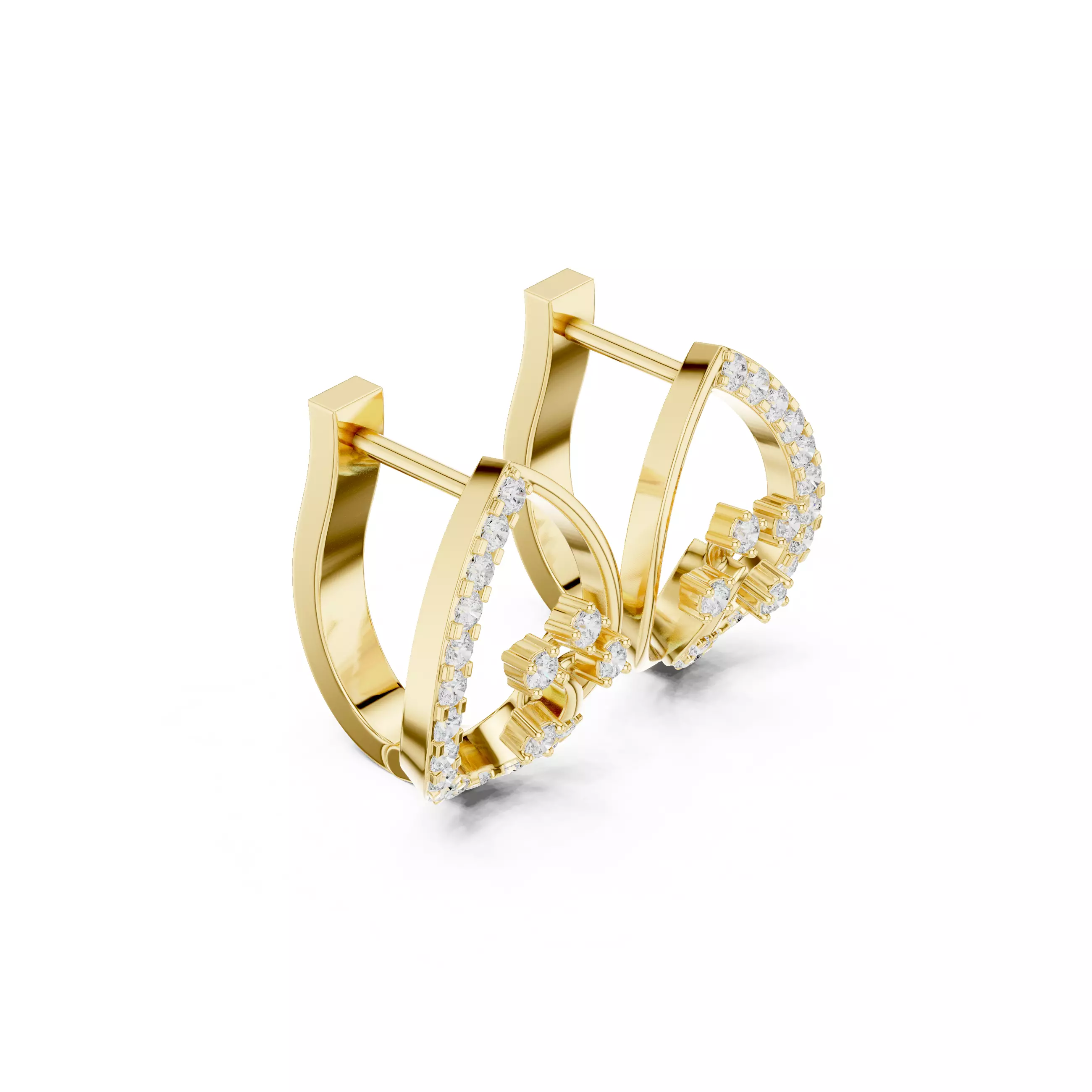 Diamond Hoops Earrings 3dm stl renders animation videos details  3D print model_10