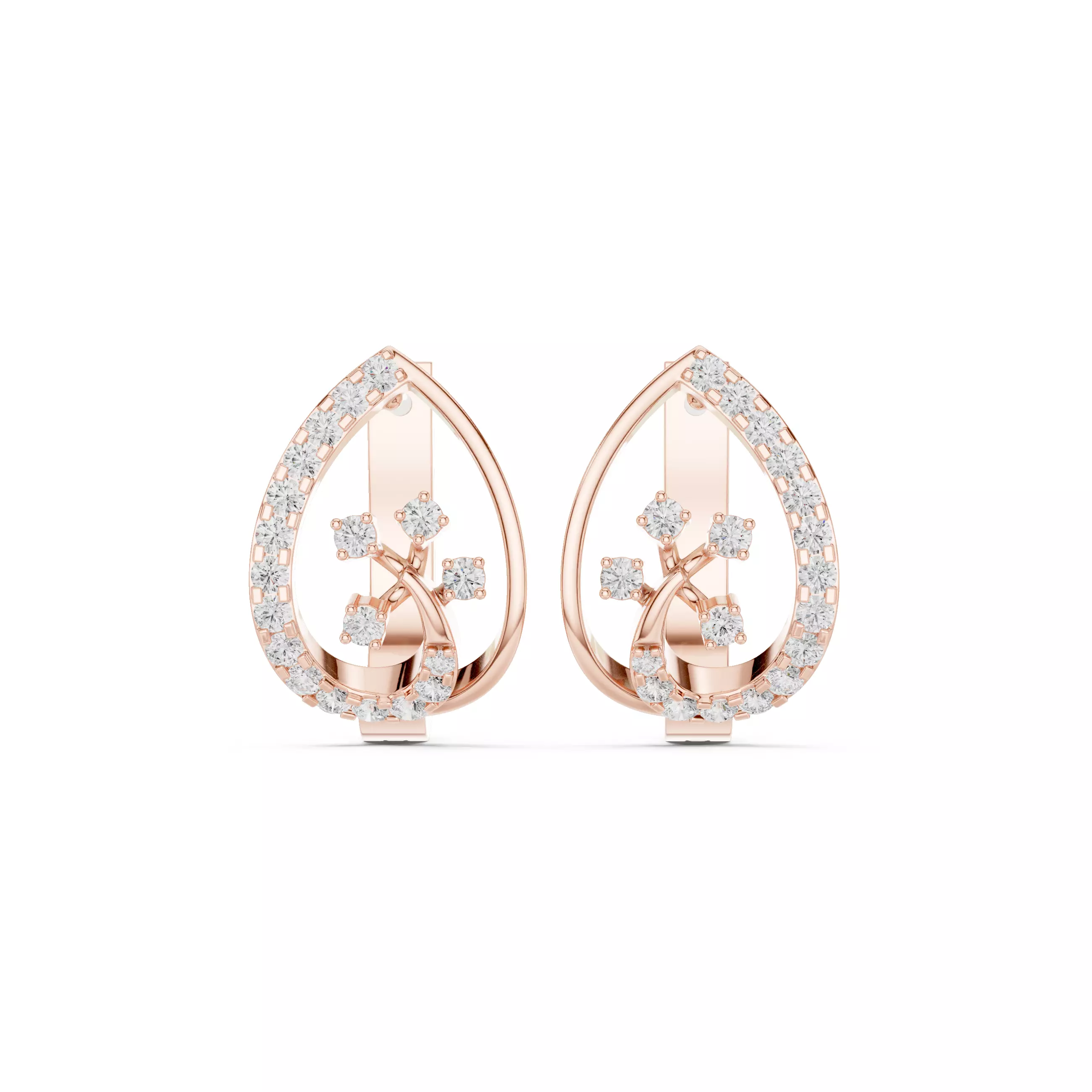 Diamond Hoops Earrings 3dm stl renders animation videos details  3D print model_0