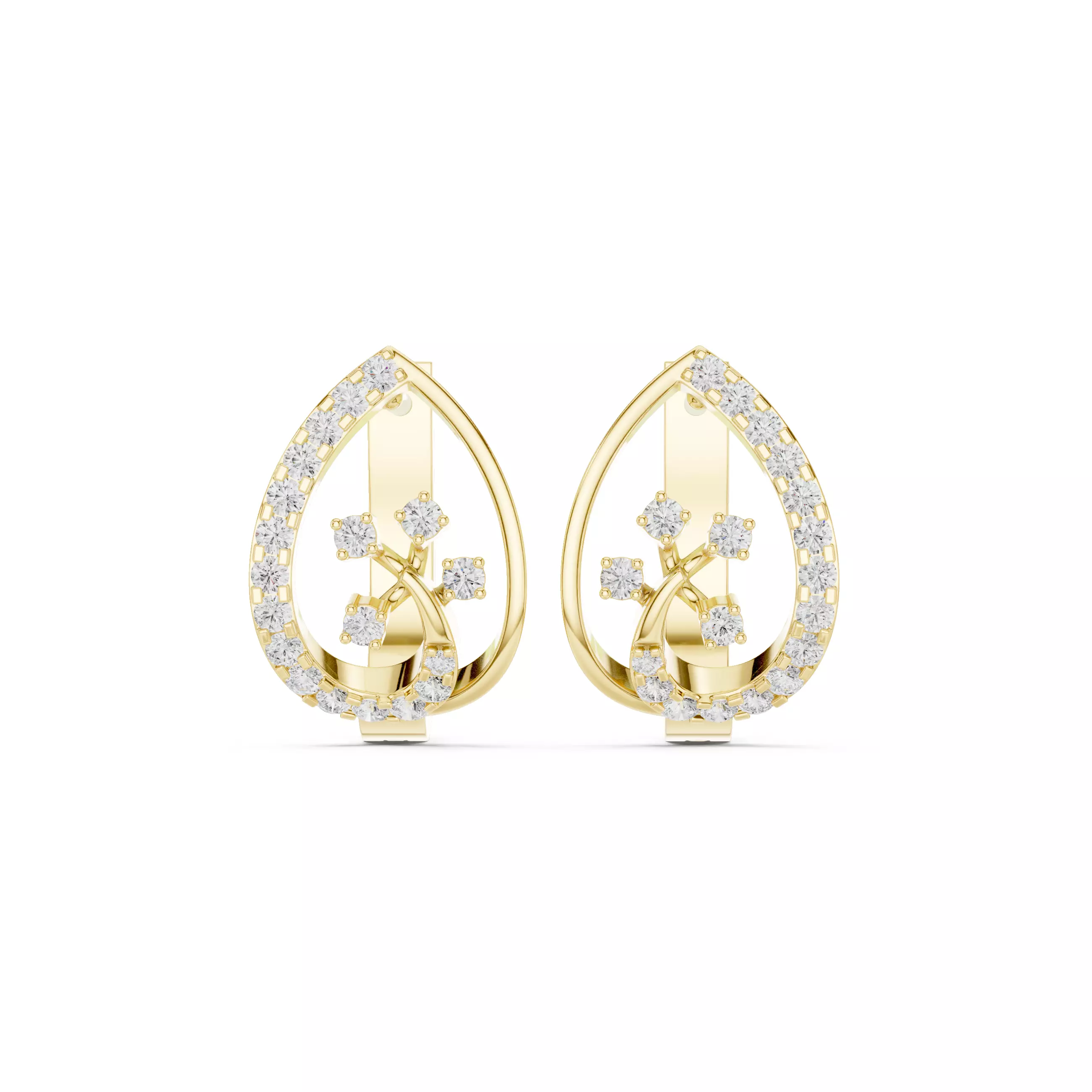 Diamond Hoops Earrings 3dm stl renders animation videos details  3D print model_13