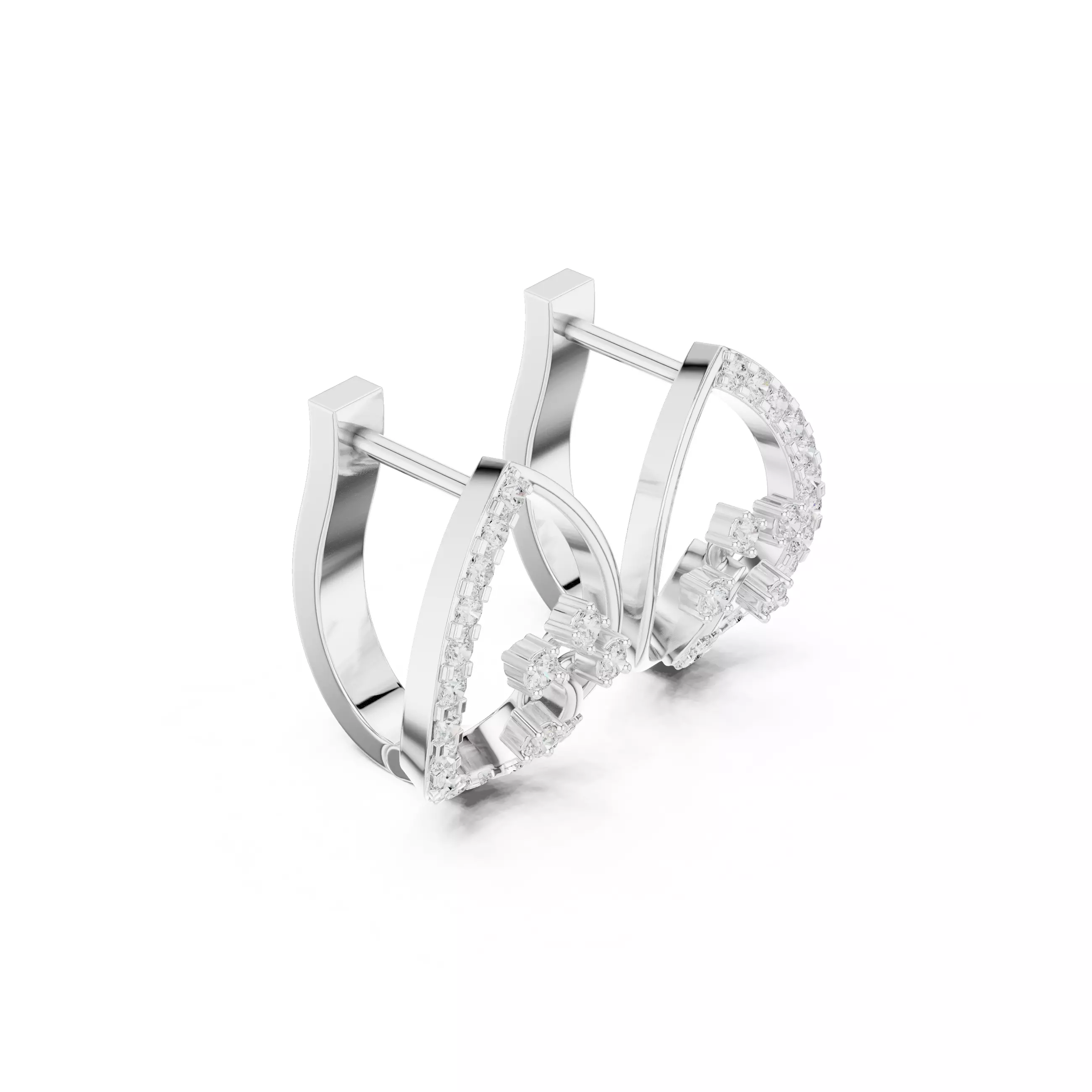 Diamond Hoops Earrings 3dm stl renders animation videos details  3D print model_6