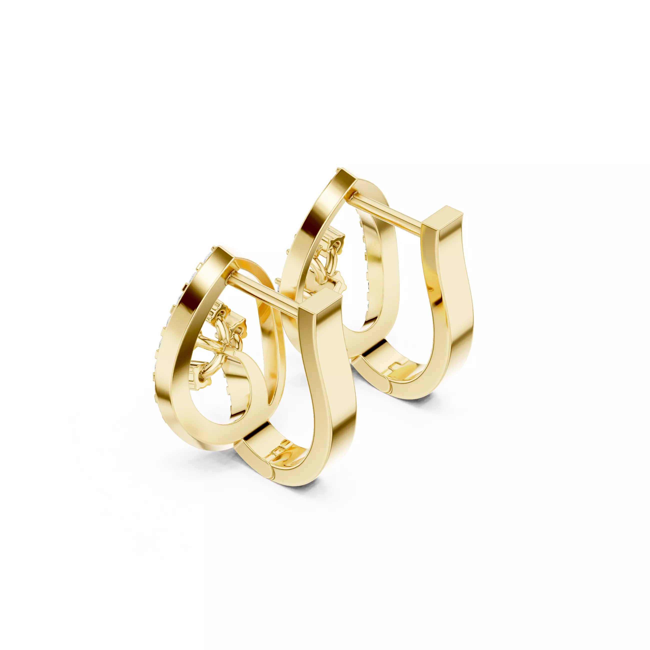 Diamond Hoops Earrings 3dm stl renders animation videos details  3D print model_11