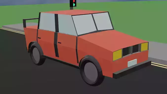 stylized low poly retro sports car