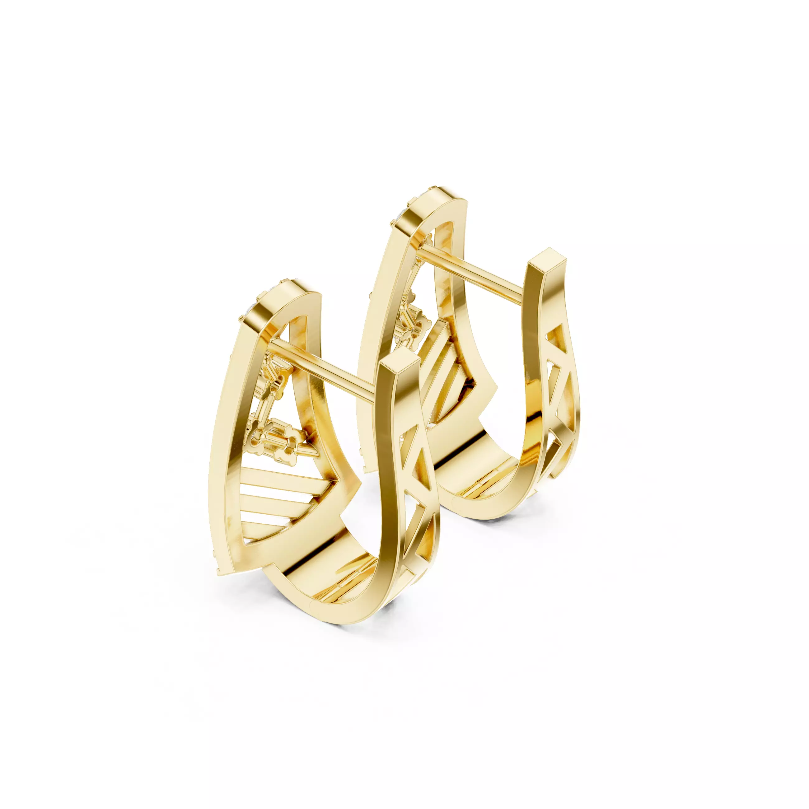 Diamond Hoops Earrings 3dm stl renders animation videos details 3D print model_11