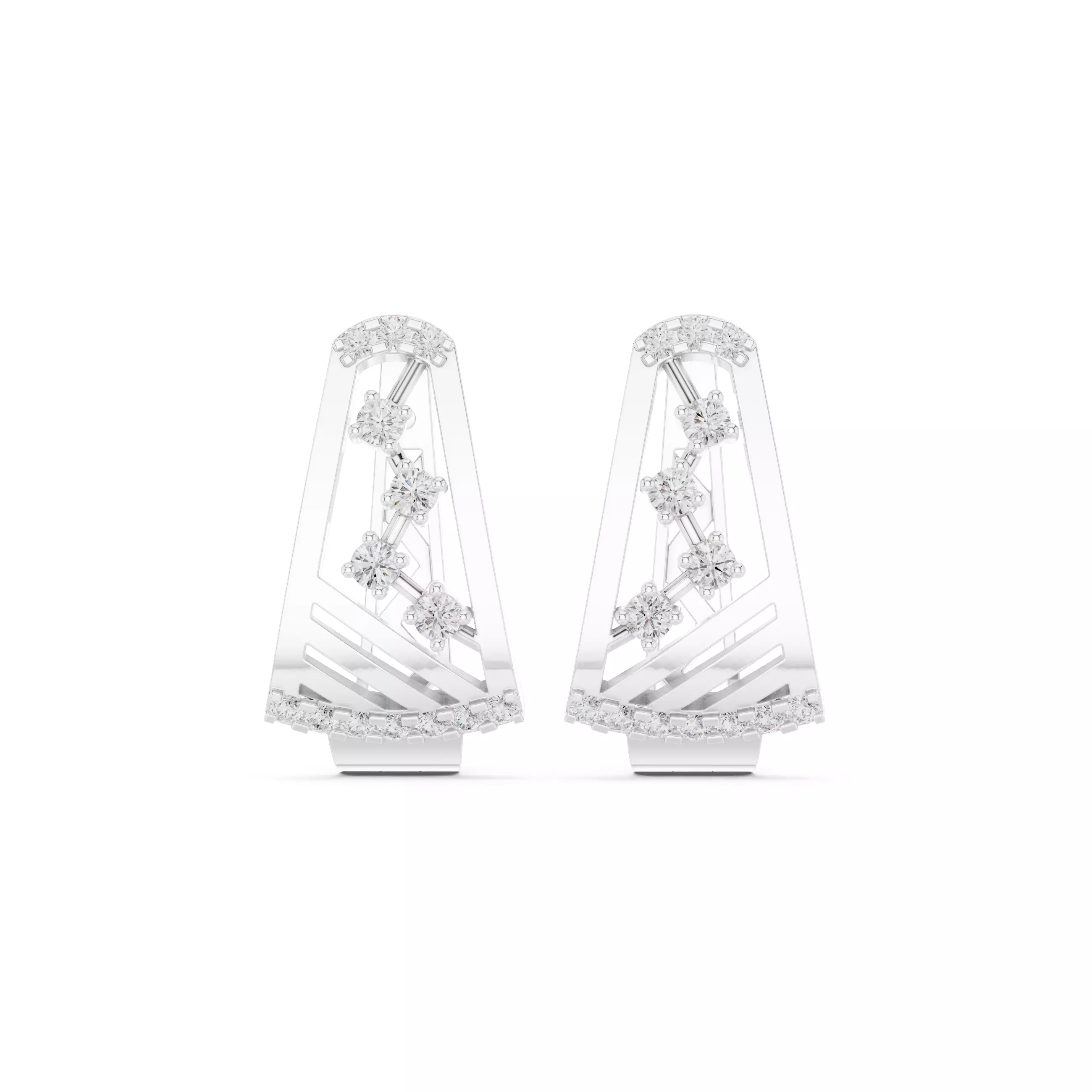 Diamond Hoops Earrings 3dm stl renders animation videos details 3D print model_9