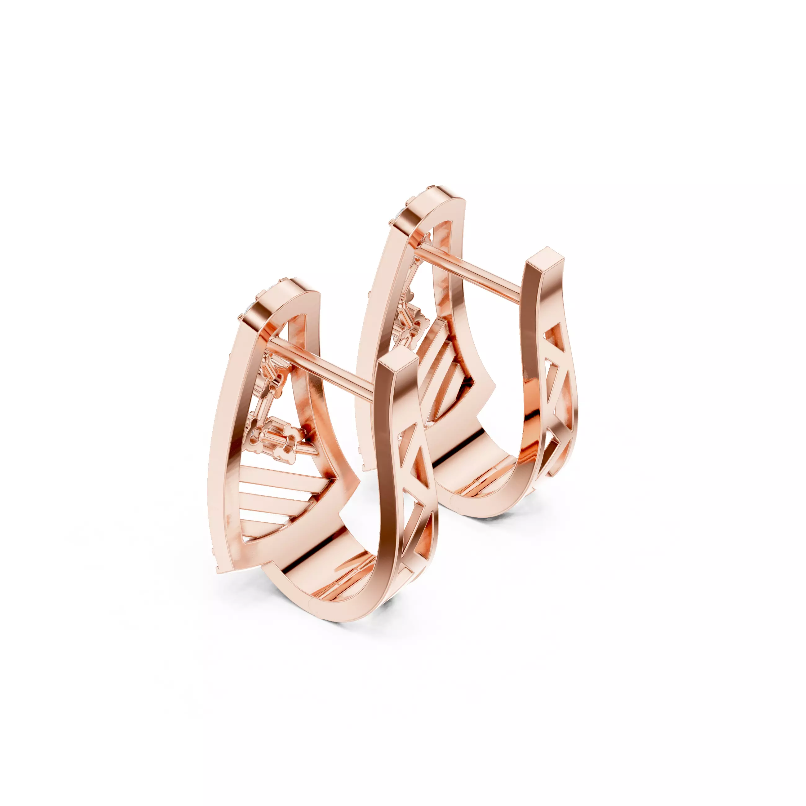 Diamond Hoops Earrings 3dm stl renders animation videos details 3D print model_4