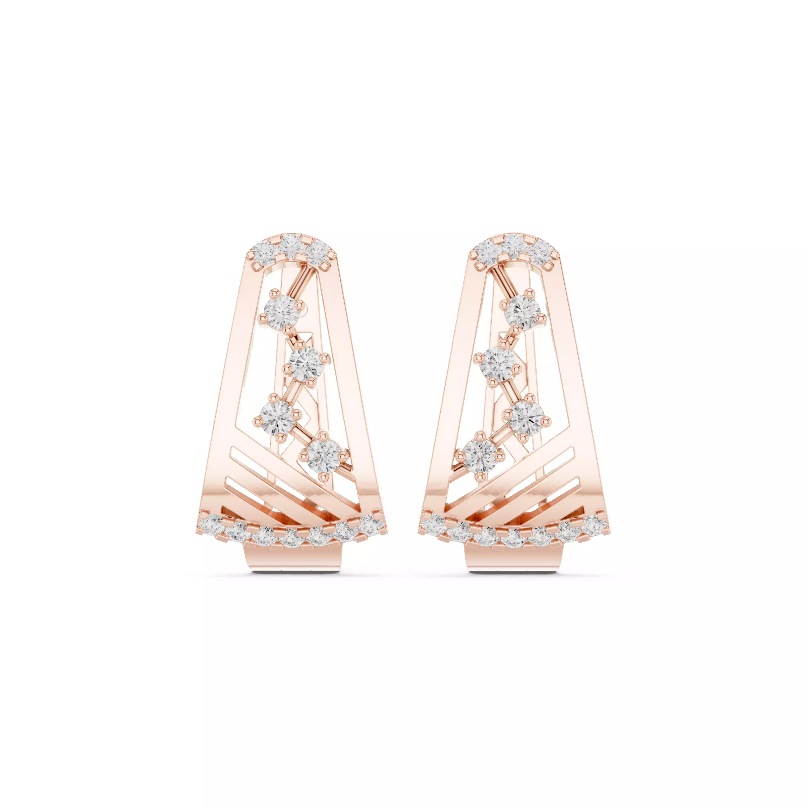 Diamond Hoops Earrings 3dm stl renders animation videos details 3D print model_0