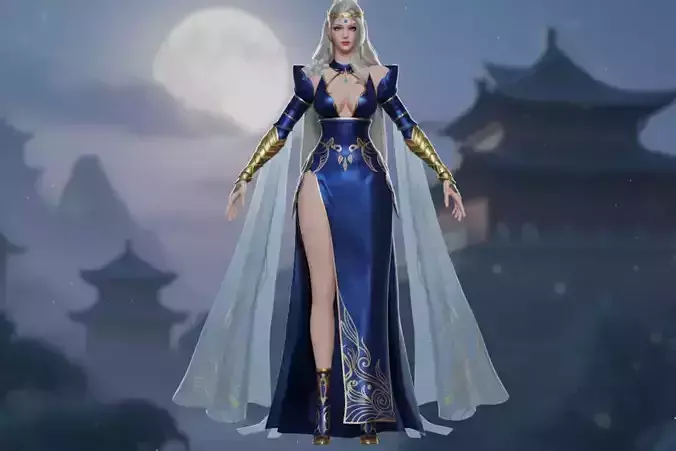 Stylized Game Heroine Hot Rigged Asian Uvmapped