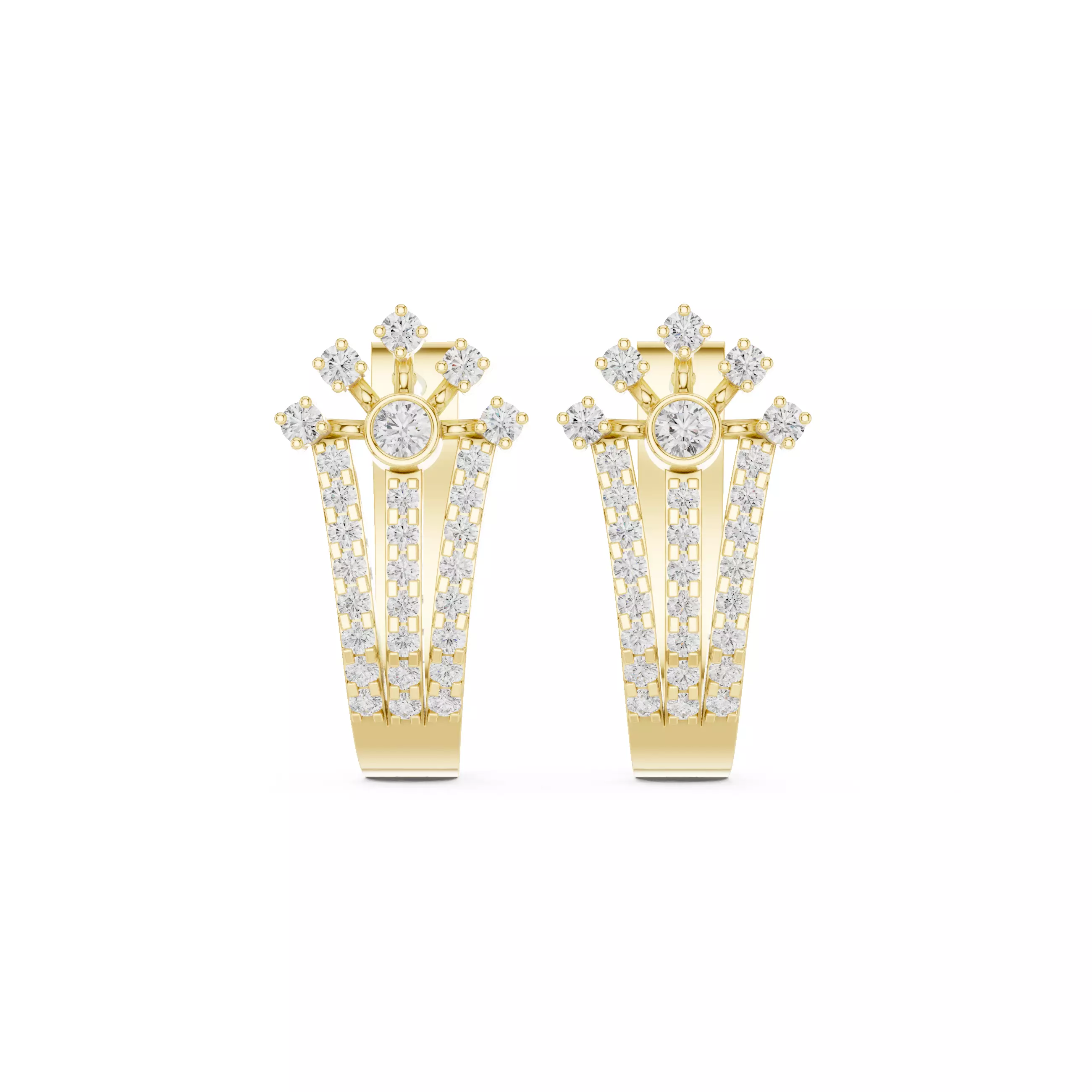 Diamond Hoops Earrings 3dm stl renders animation videos details  3D print model_13