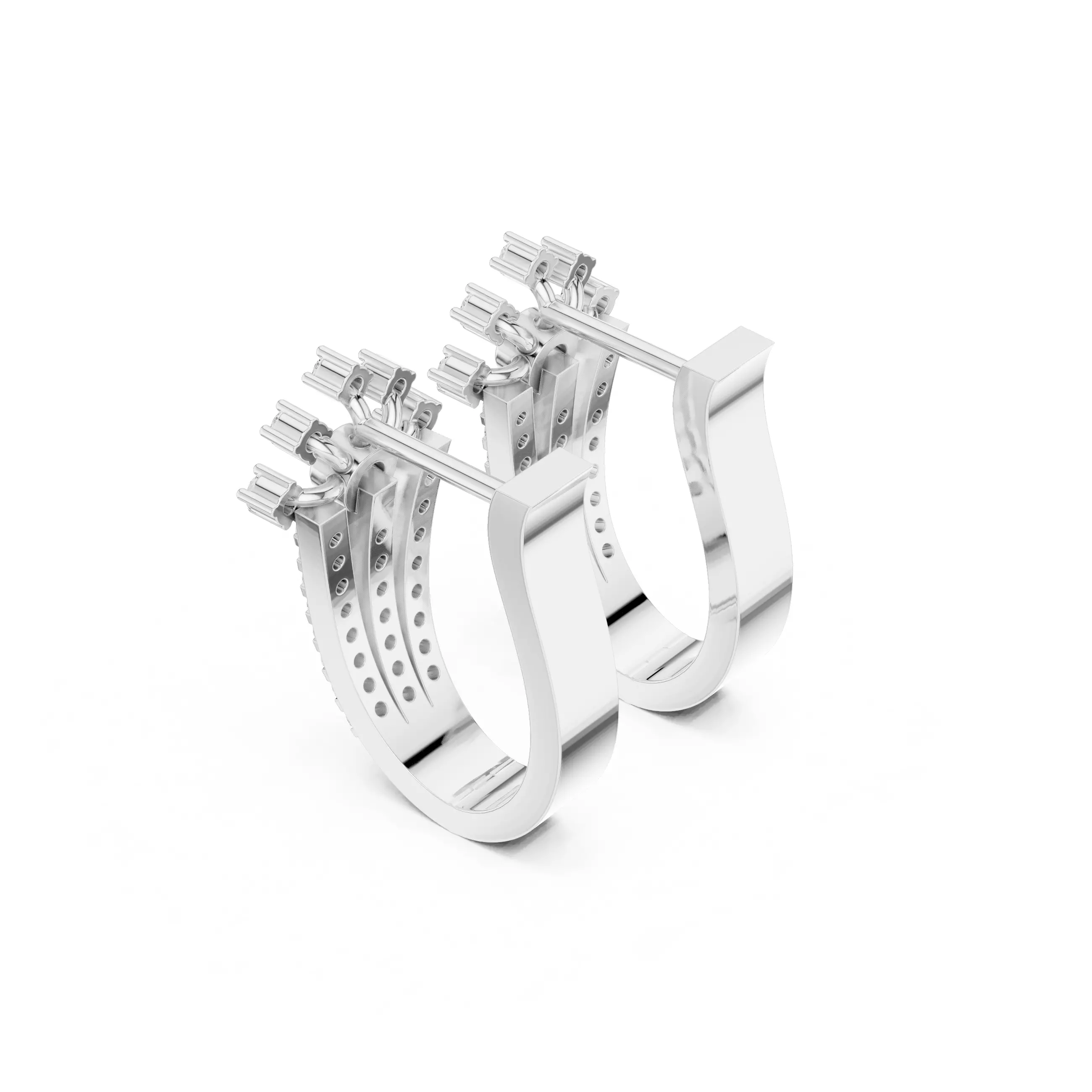 Diamond Hoops Earrings 3dm stl renders animation videos details  3D print model_7