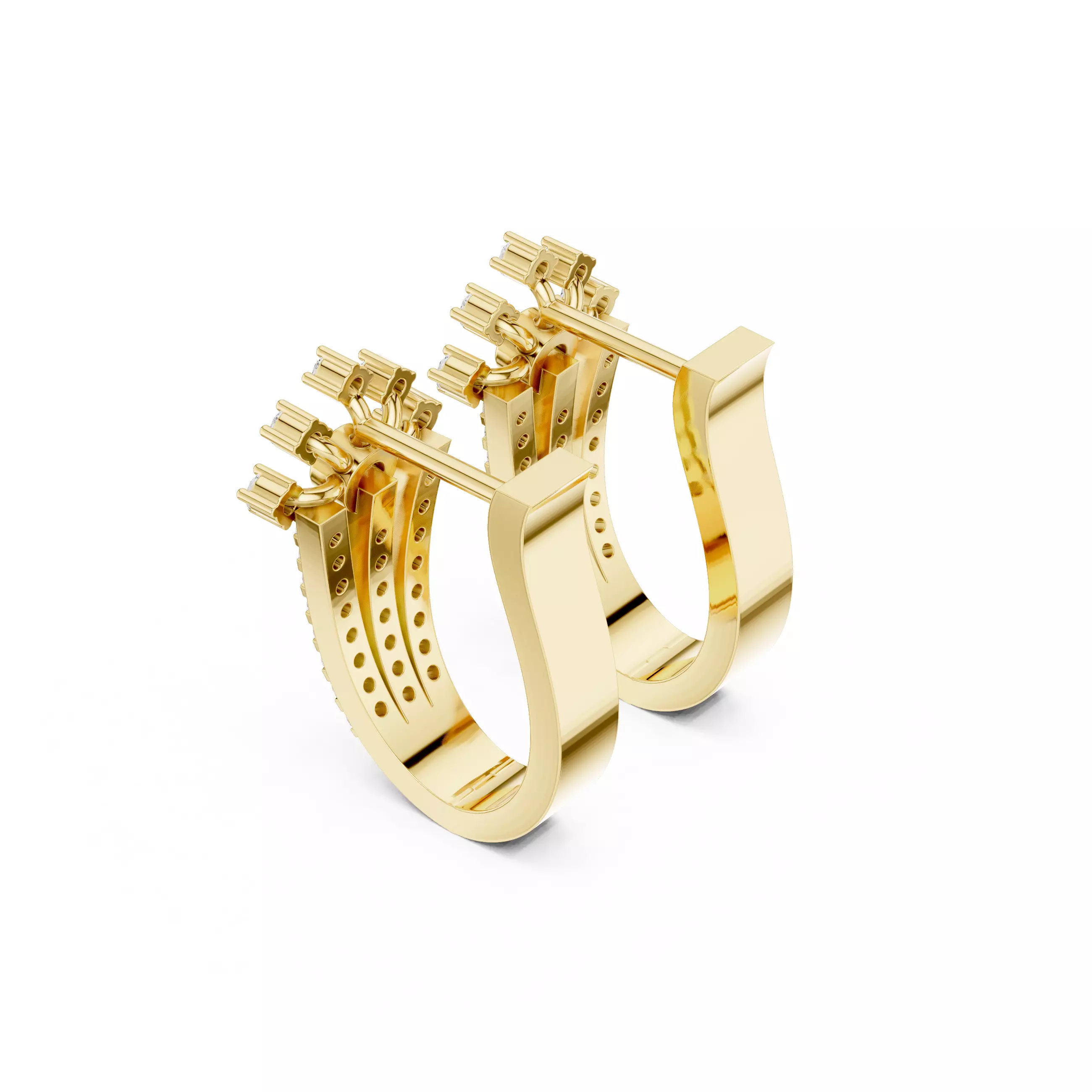 Diamond Hoops Earrings 3dm stl renders animation videos details  3D print model_11