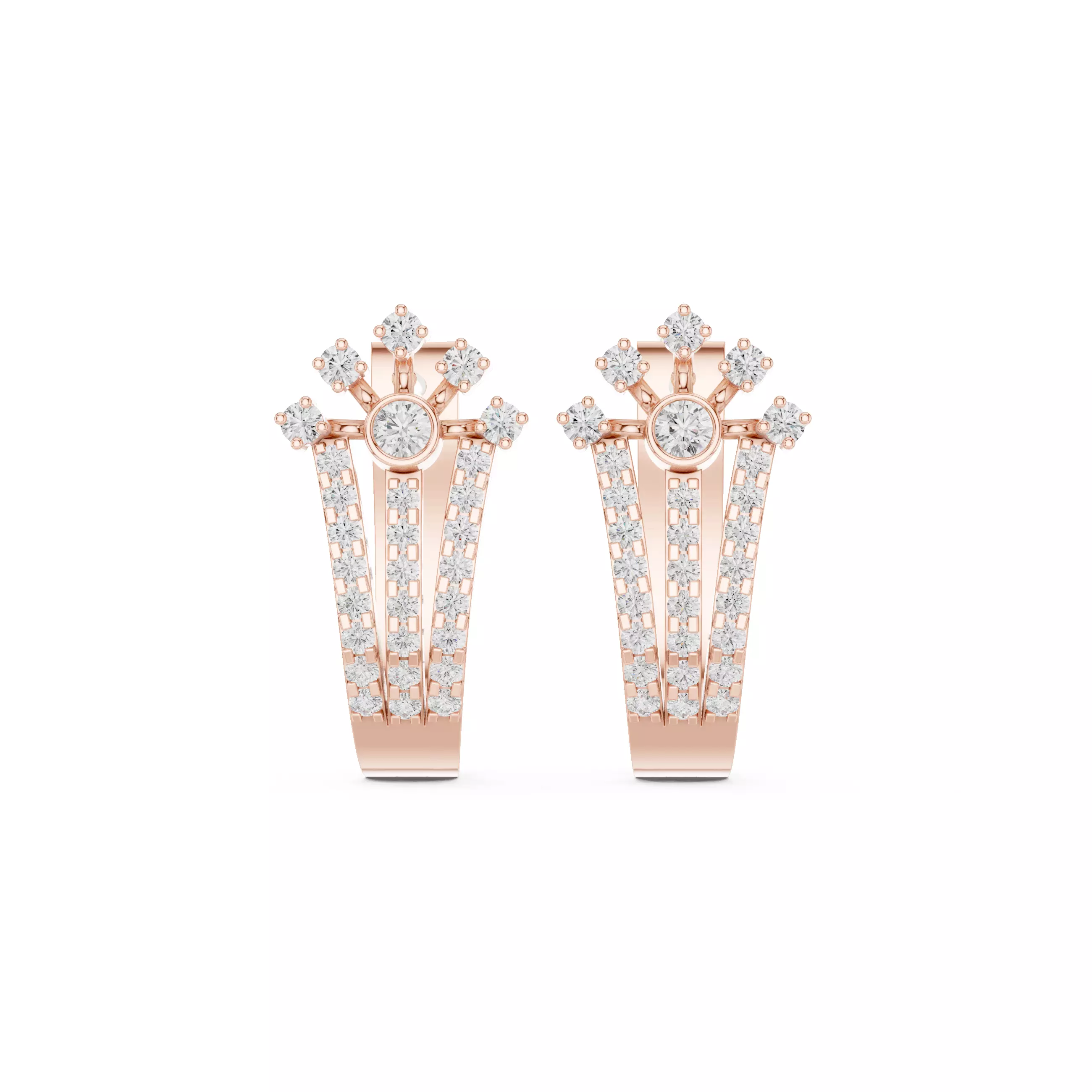 Diamond Hoops Earrings 3dm stl renders animation videos details  3D print model_0