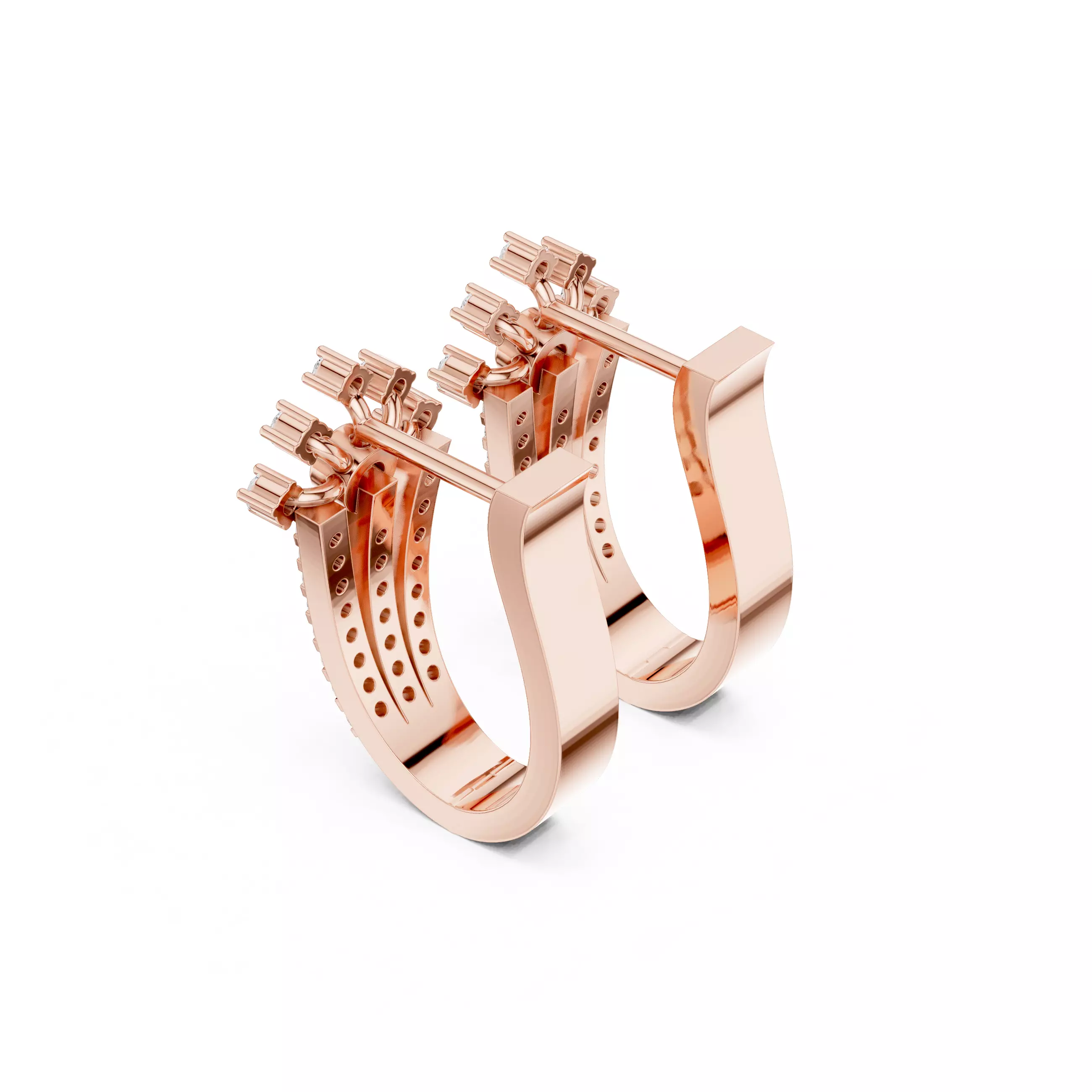 Diamond Hoops Earrings 3dm stl renders animation videos details  3D print model_4