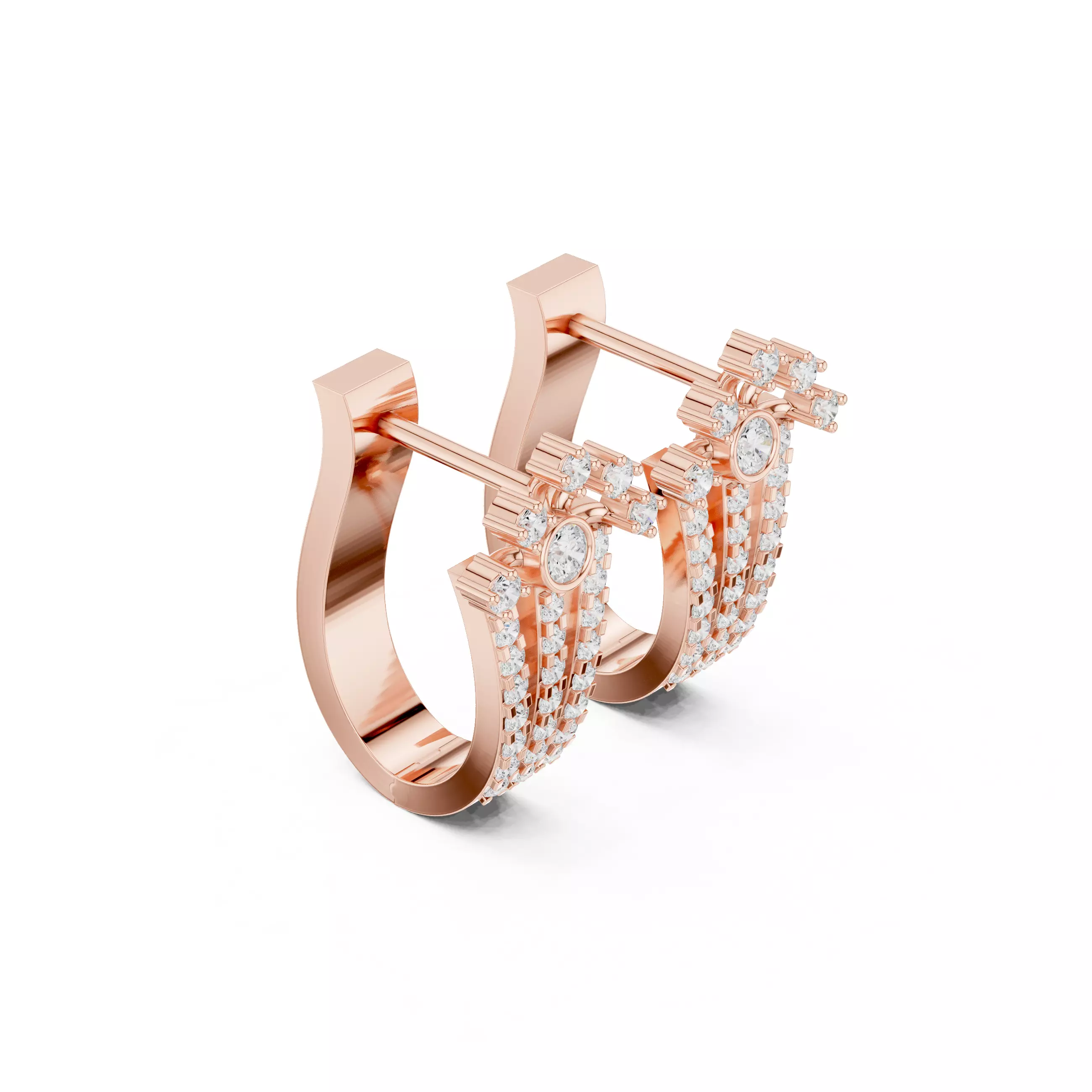 Diamond Hoops Earrings 3dm stl renders animation videos details  3D print model_3