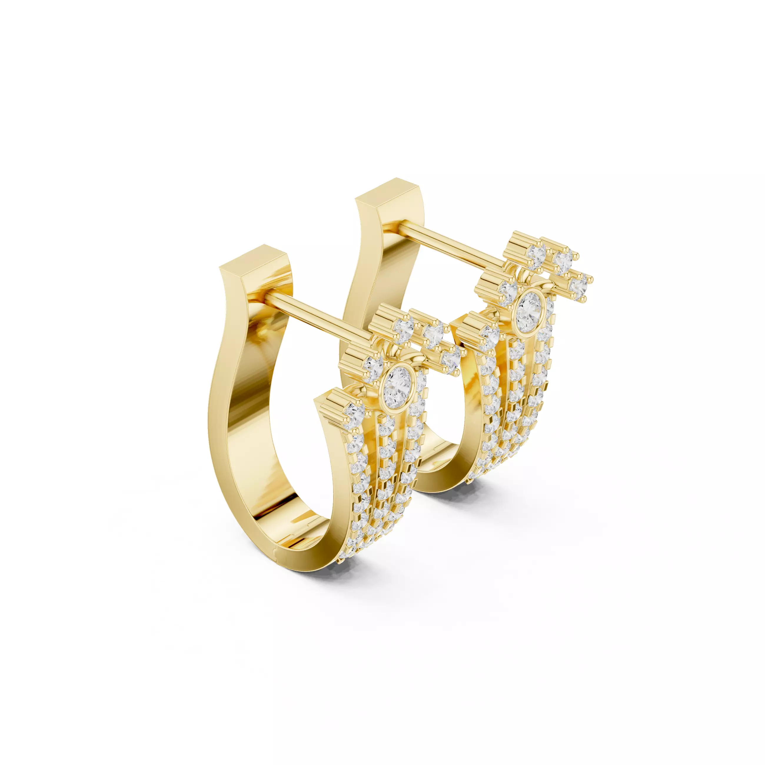 Diamond Hoops Earrings 3dm stl renders animation videos details  3D print model_10