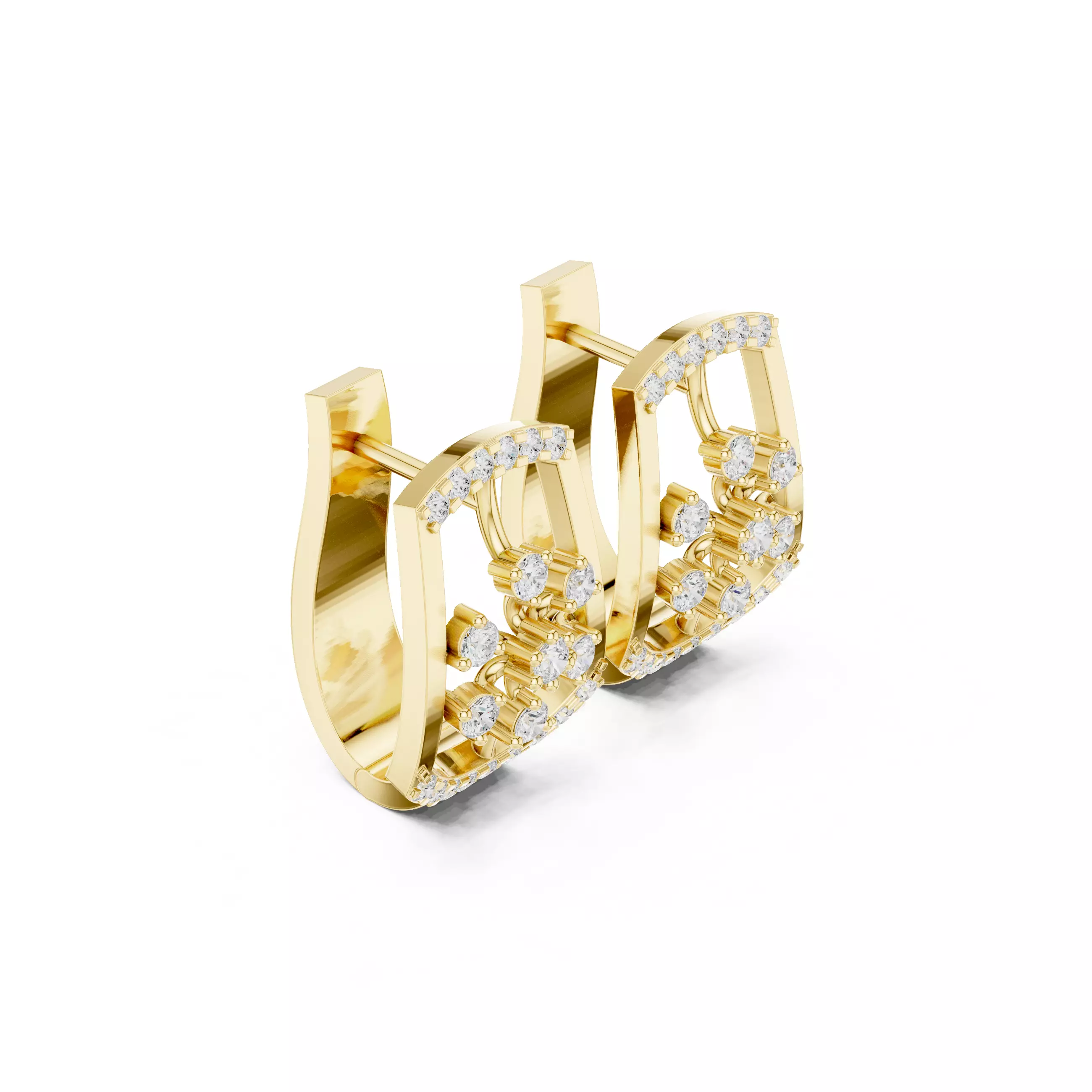 Diamond Hoops Earrings 3dm stl renders animation videos details  3D print model_10