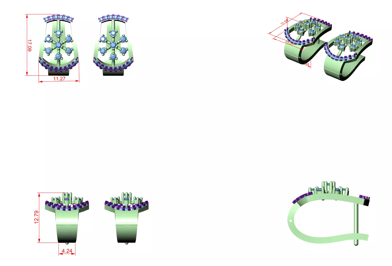 Diamond Hoops Earrings 3dm stl renders animation videos details  3D print model_1