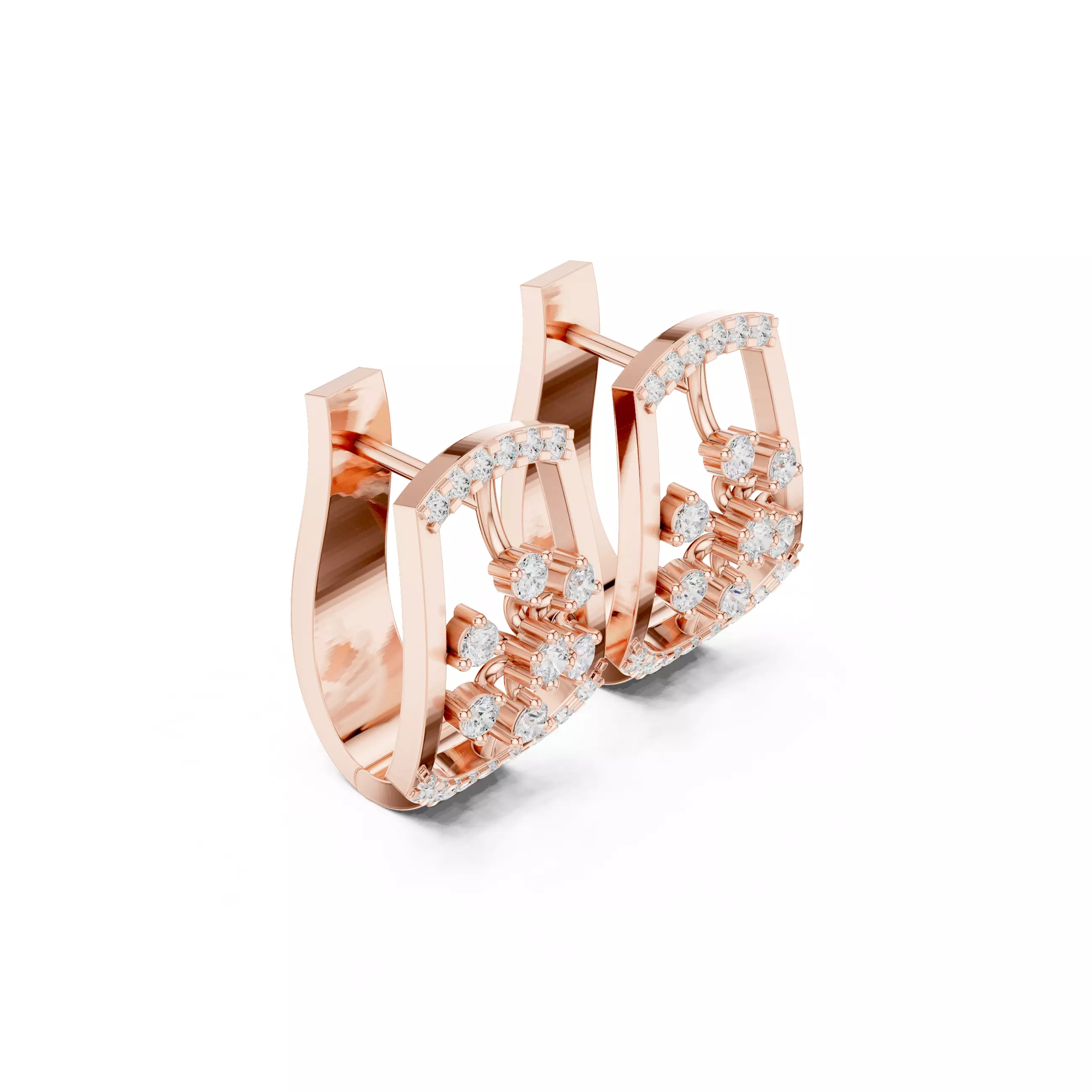 Diamond Hoops Earrings 3dm stl renders animation videos details  3D print model_3