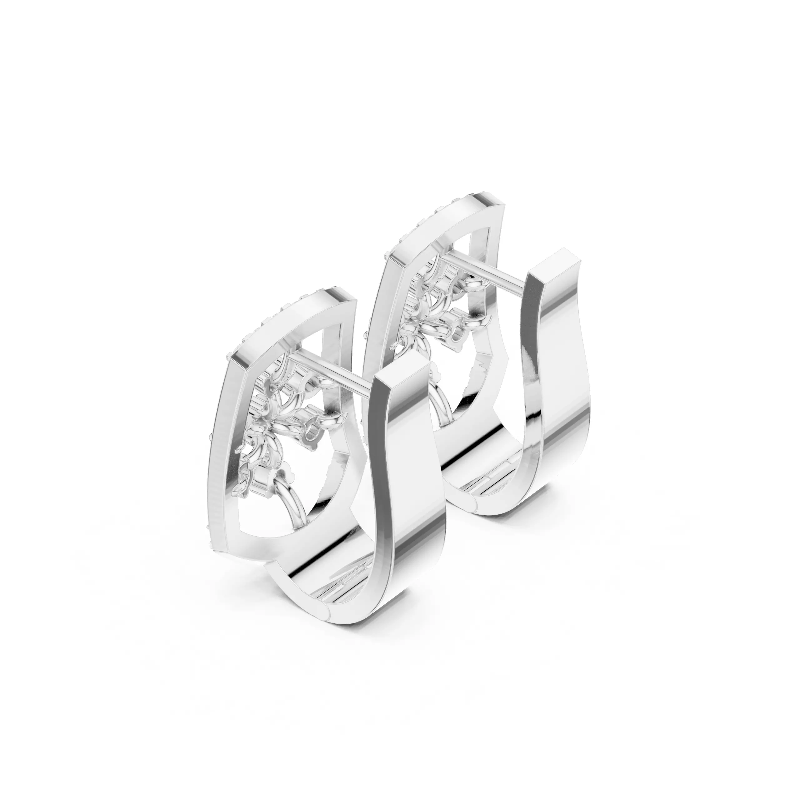 Diamond Hoops Earrings 3dm stl renders animation videos details  3D print model_7