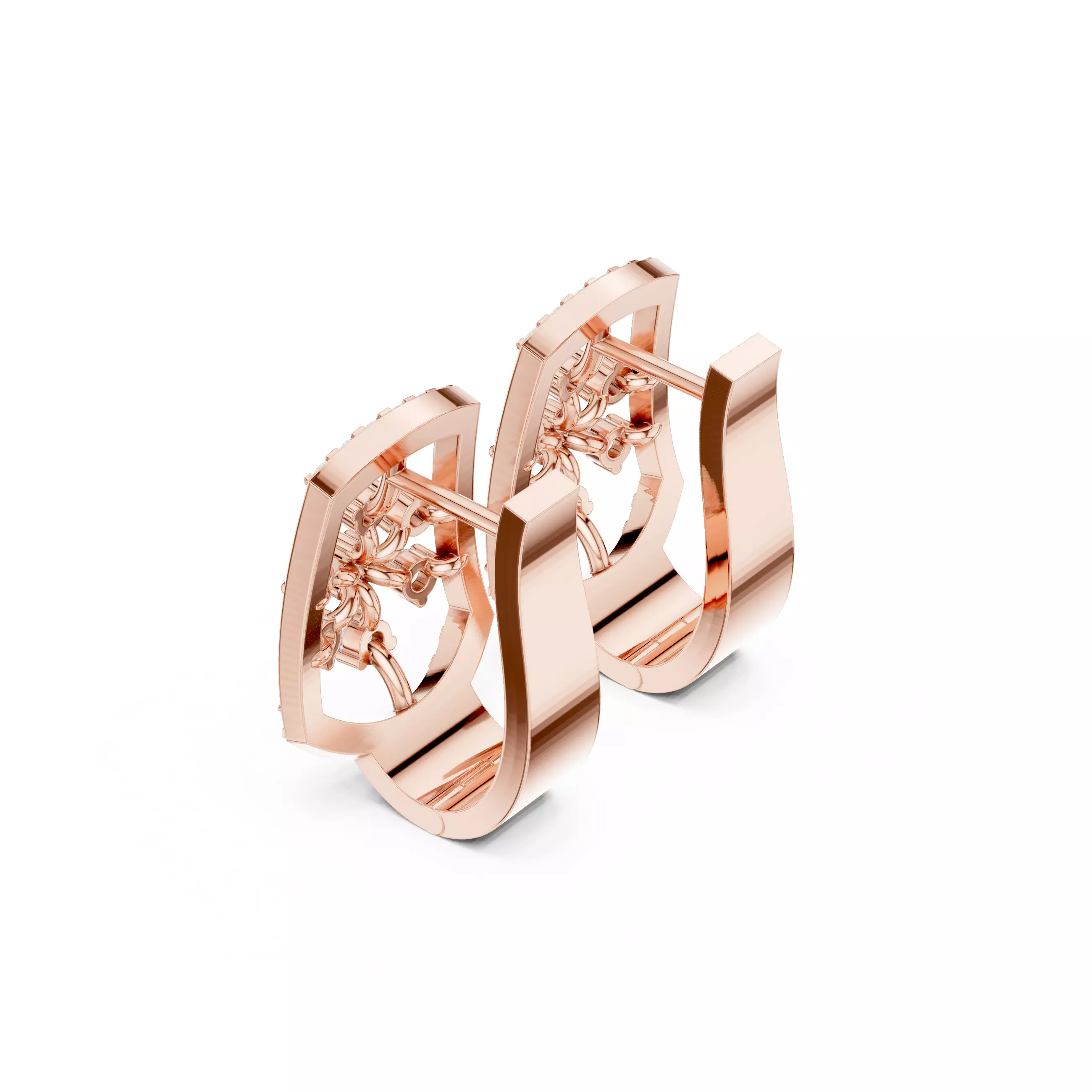 Diamond Hoops Earrings 3dm stl renders animation videos details  3D print model_4