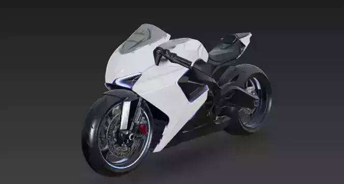 White Sports Bike 3D Model Realistic Render 3D model