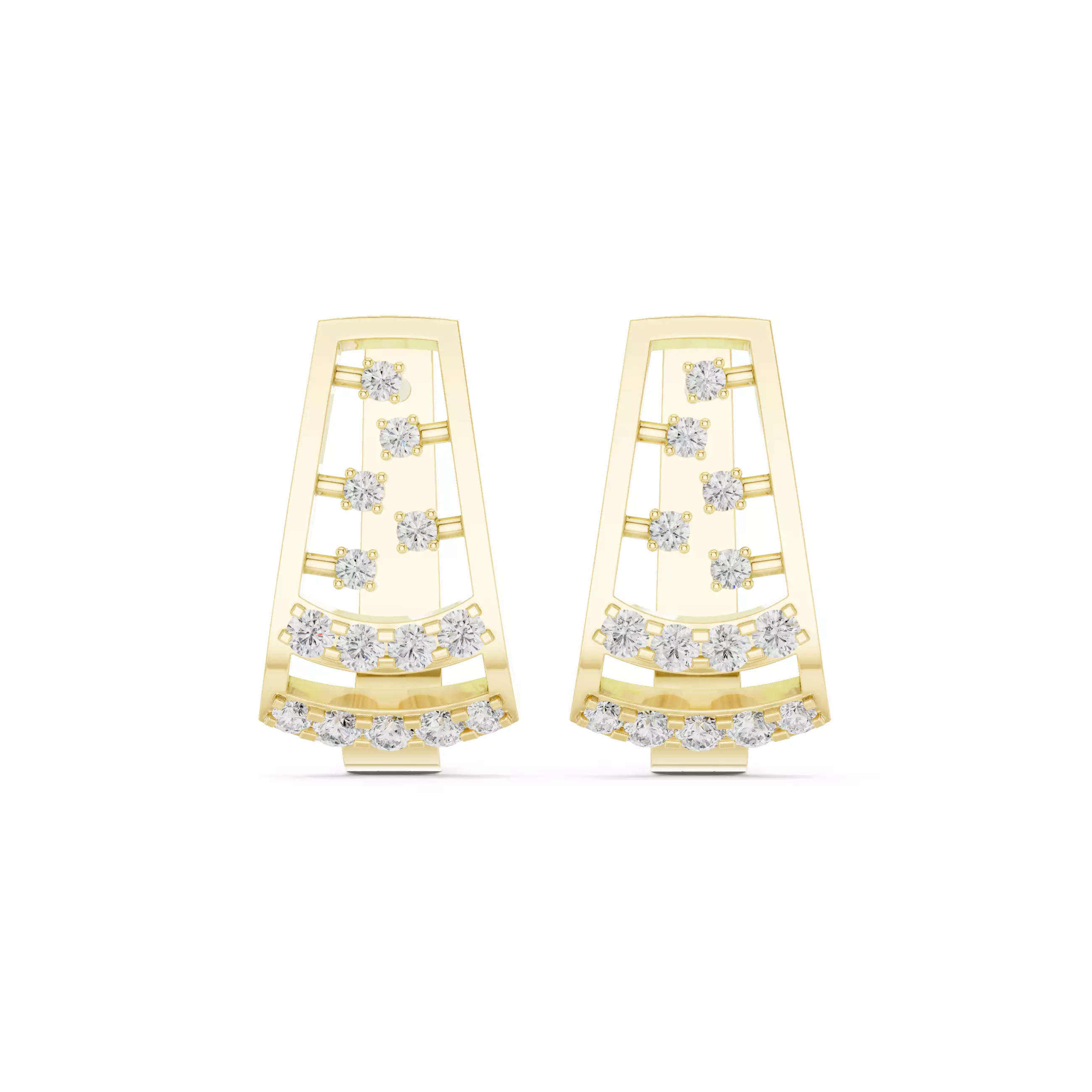 Diamond Hoops Earrings 3dm stl renders animation videos details  3D print model_4