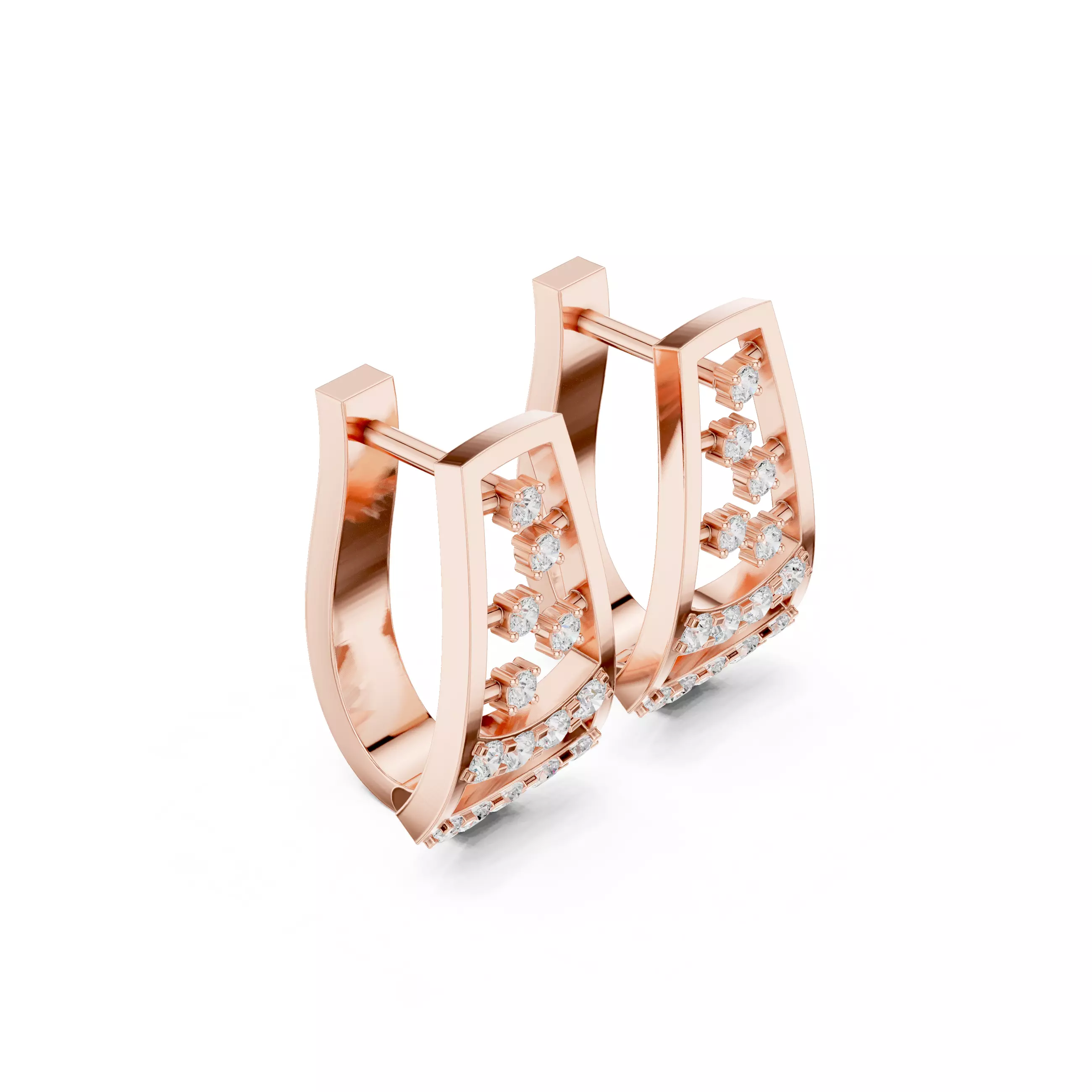 Diamond Hoops Earrings 3dm stl renders animation videos details  3D print model_0