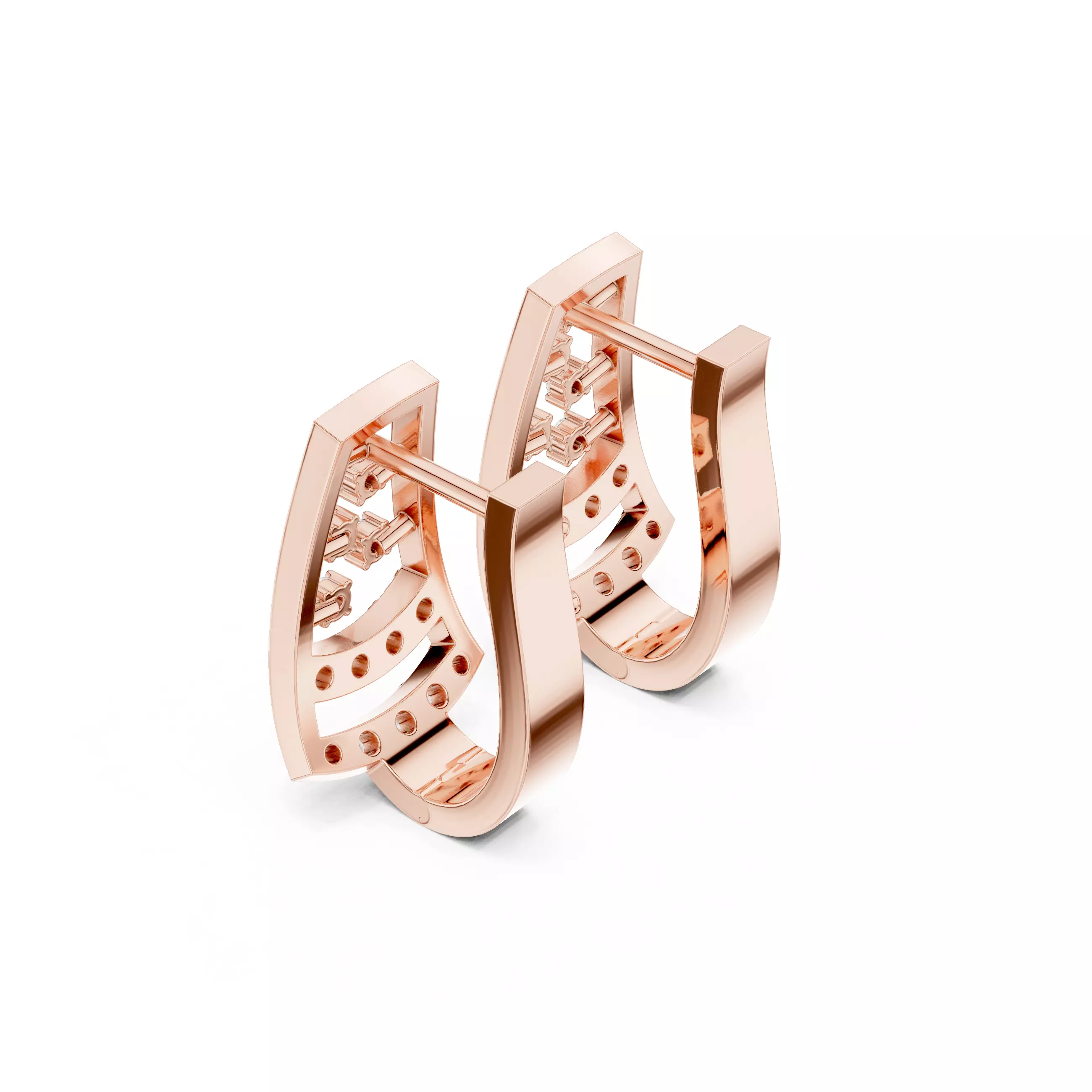 Diamond Hoops Earrings 3dm stl renders animation videos details  3D print model_3