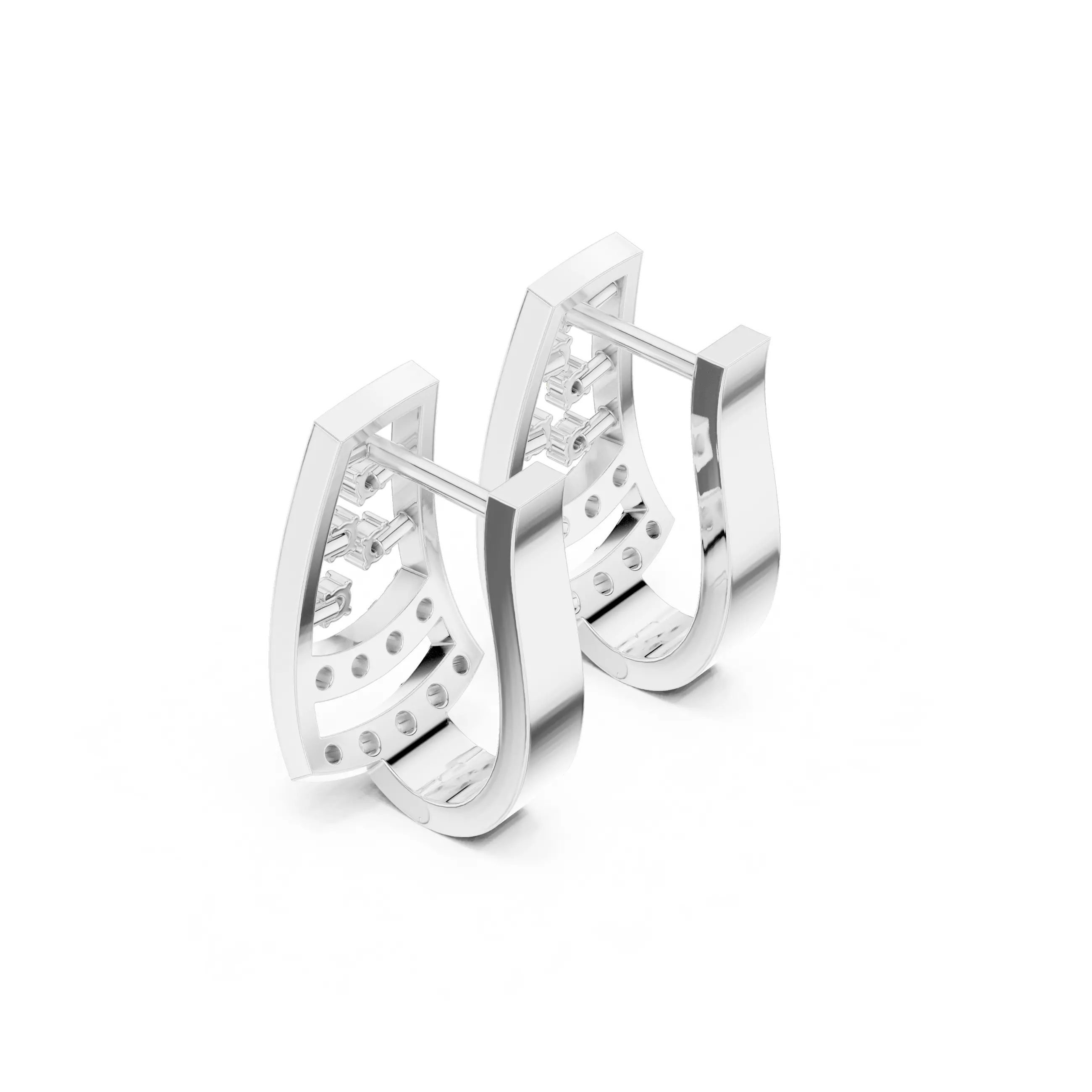 Diamond Hoops Earrings 3dm stl renders animation videos details  3D print model_8