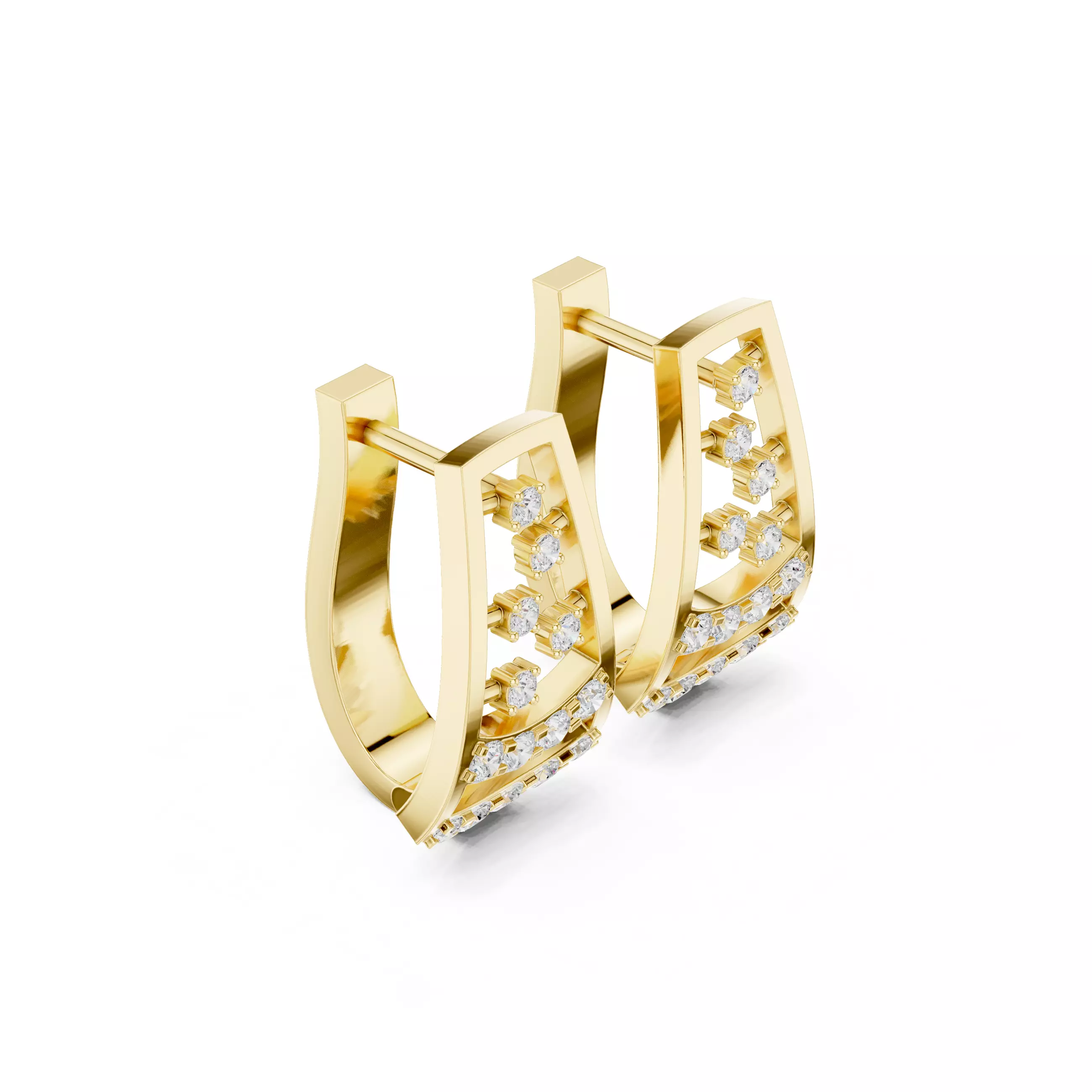 Diamond Hoops Earrings 3dm stl renders animation videos details  3D print model_11