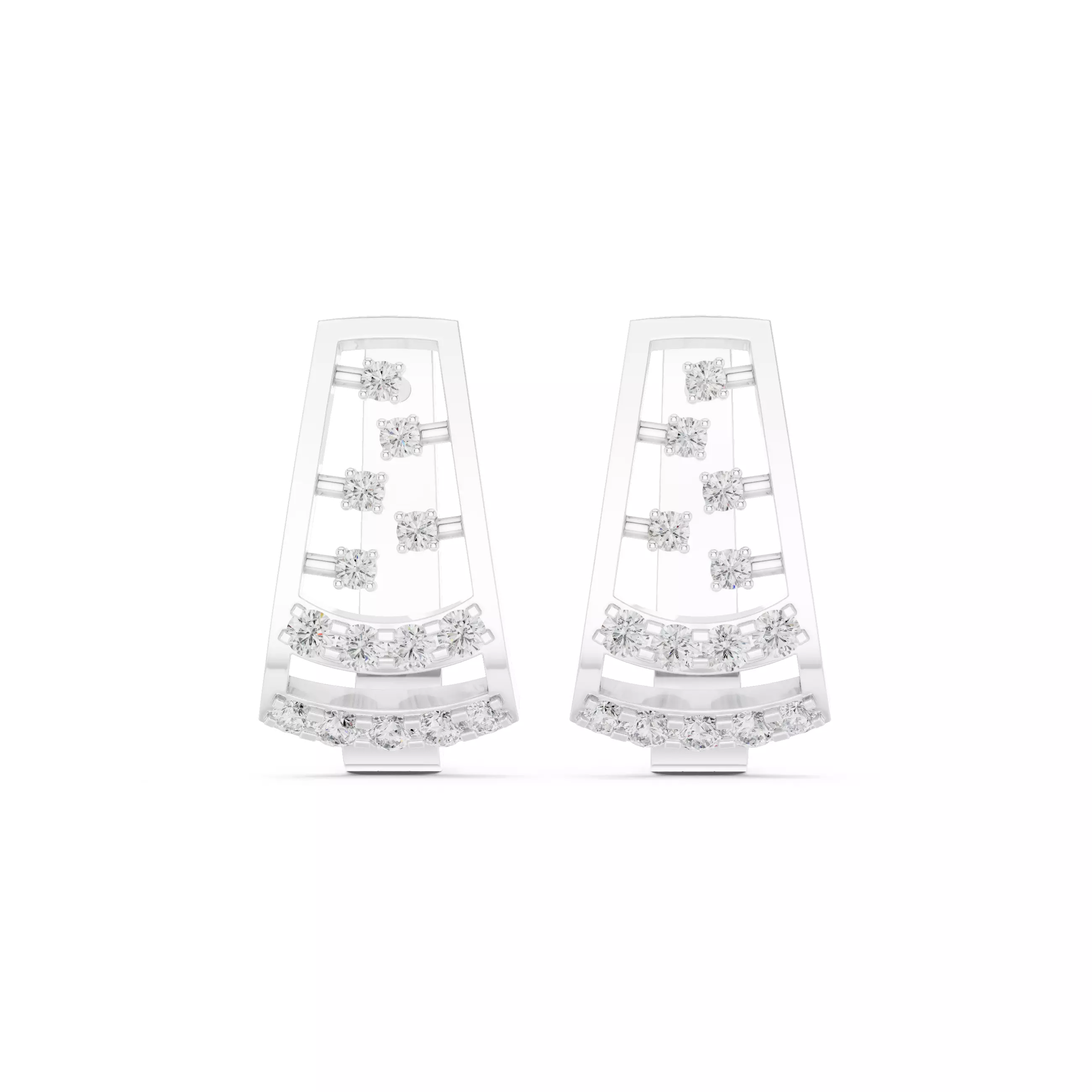 Diamond Hoops Earrings 3dm stl renders animation videos details  3D print model_10