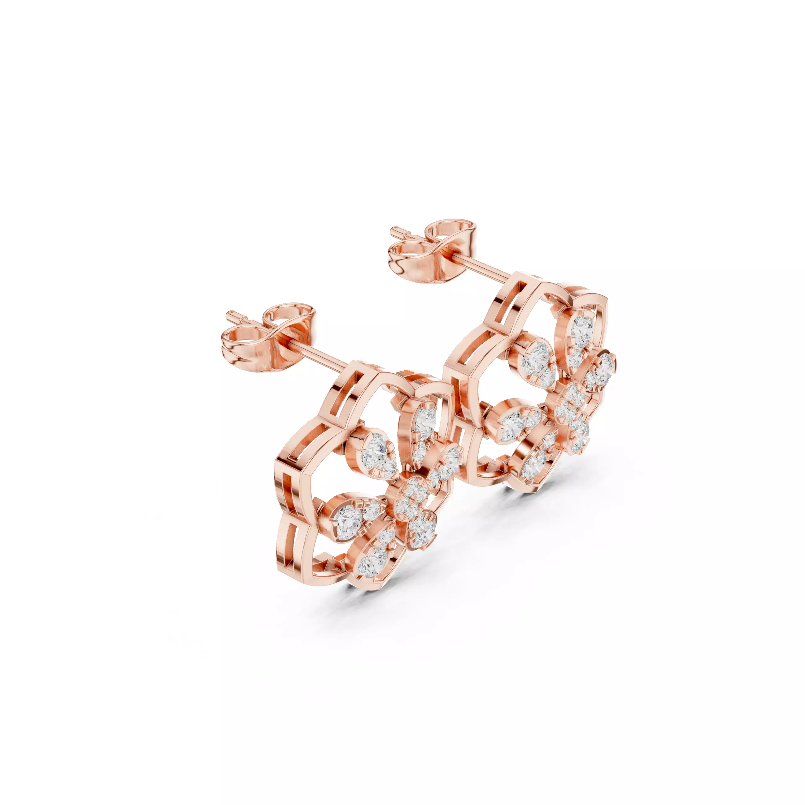 Diamond Studs Earrings 3dm stl renders animation videos details  3D print model_3