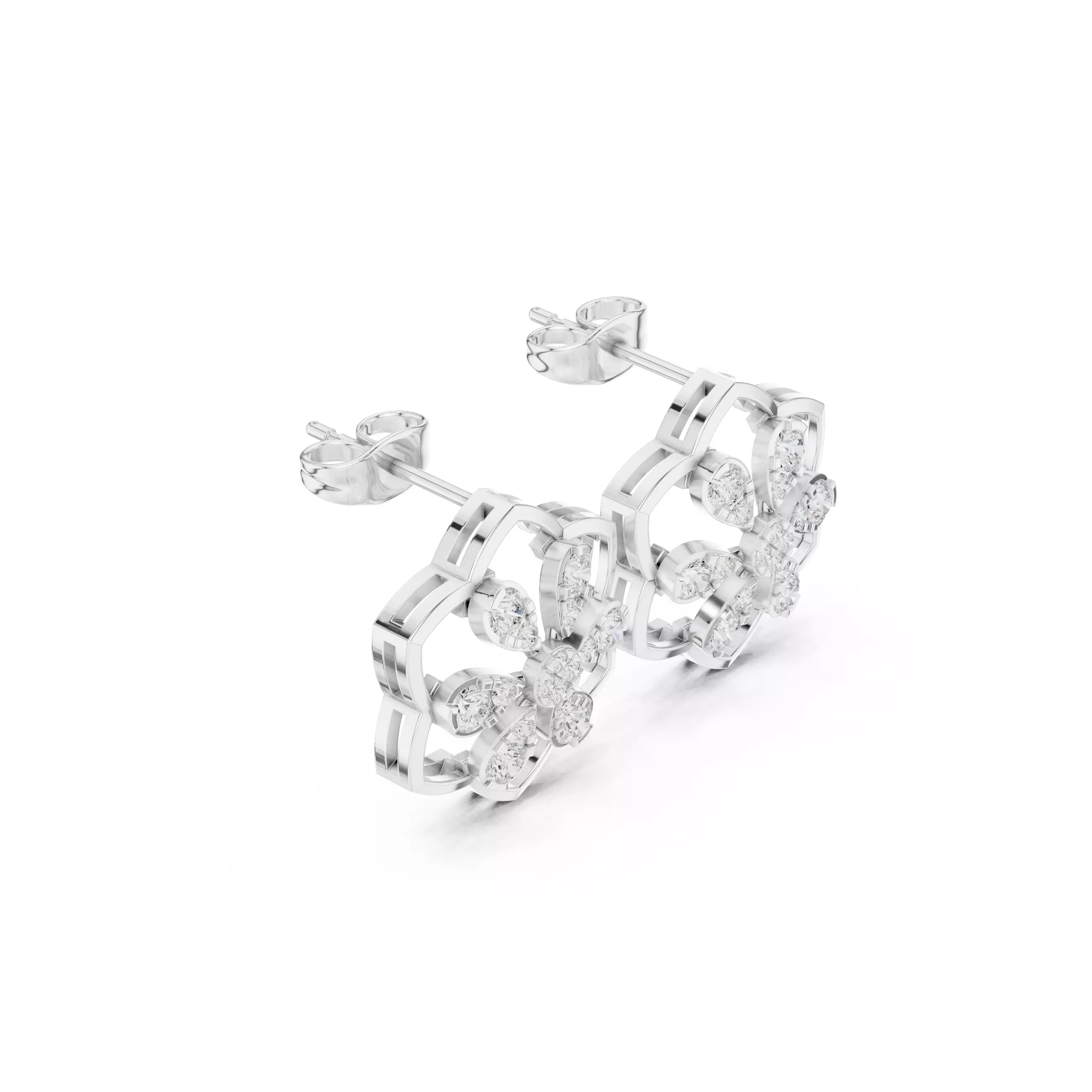 Diamond Studs Earrings 3dm stl renders animation videos details  3D print model_6