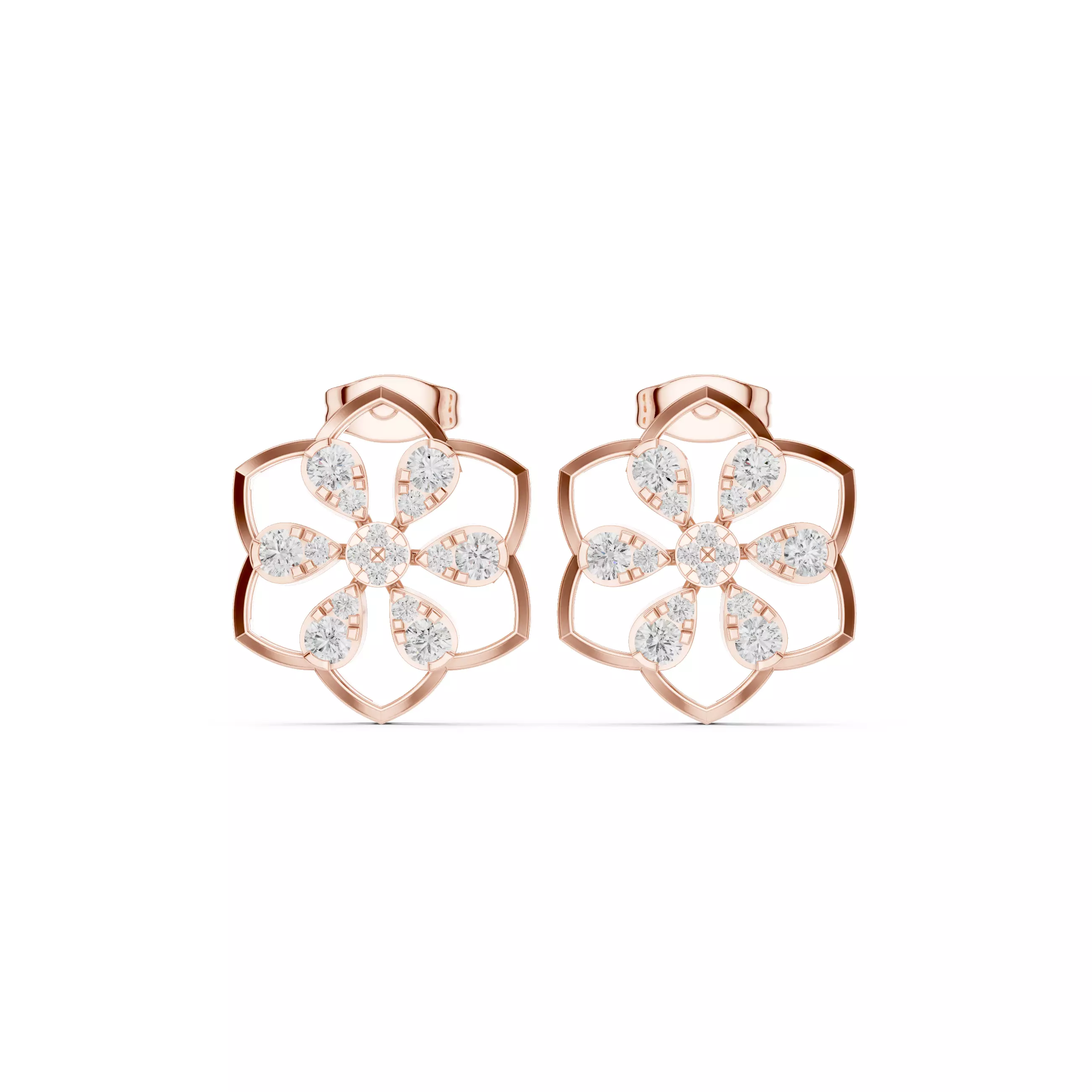 Diamond Studs Earrings 3dm stl renders animation videos details  3D print model_0