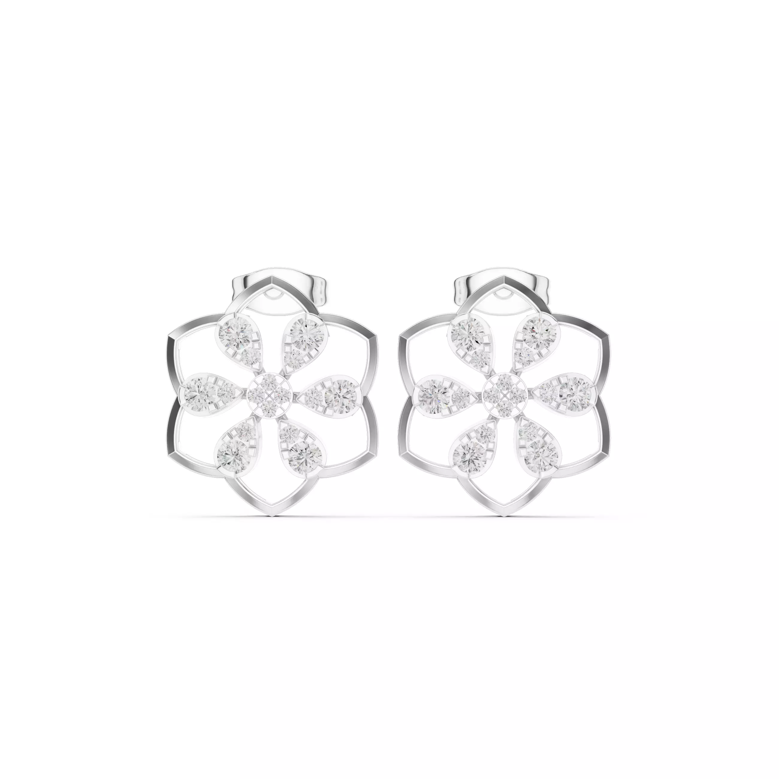 Diamond Studs Earrings 3dm stl renders animation videos details  3D print model_9