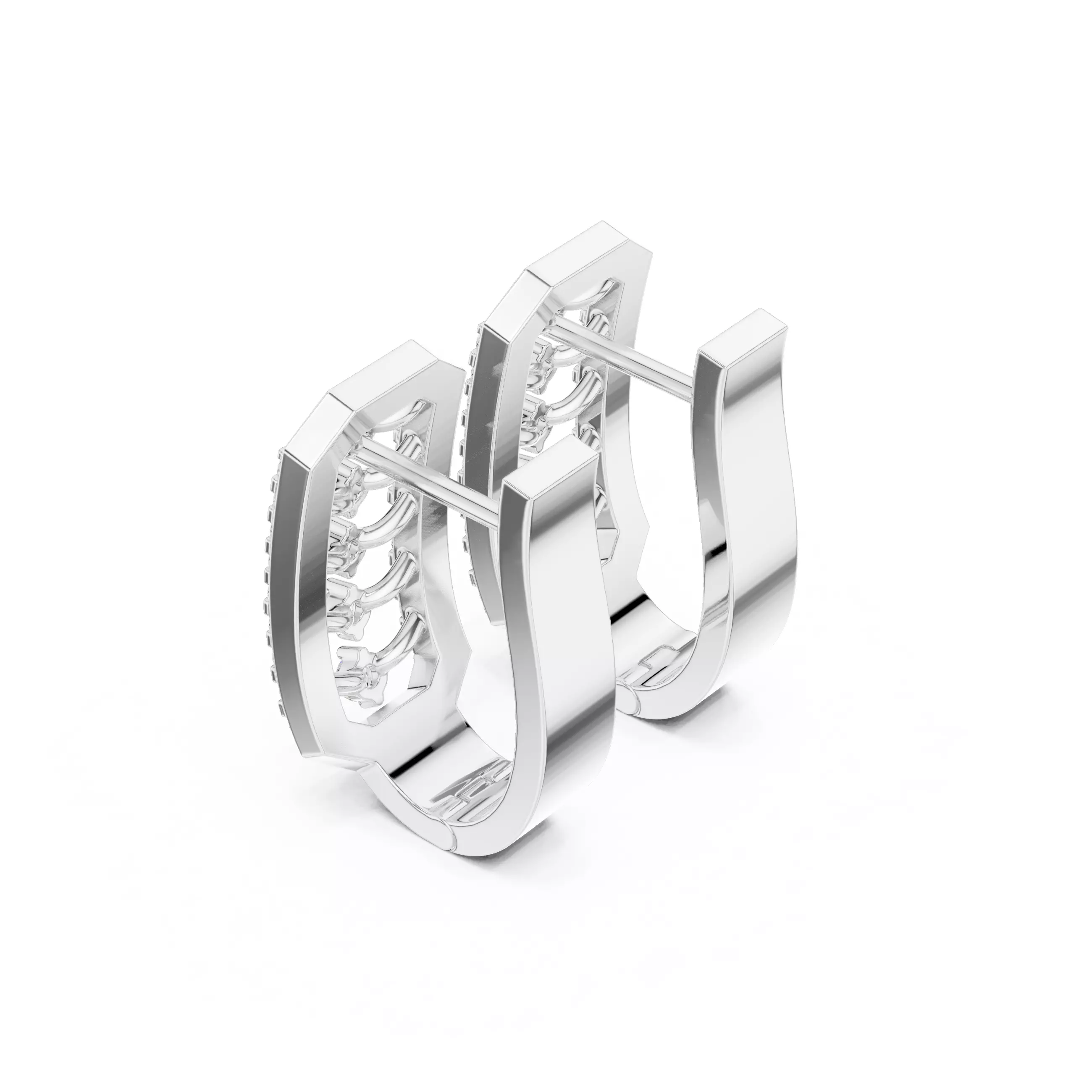 Diamond Hoops Earrings 3dm stl renders animation videos details  3D print model_7