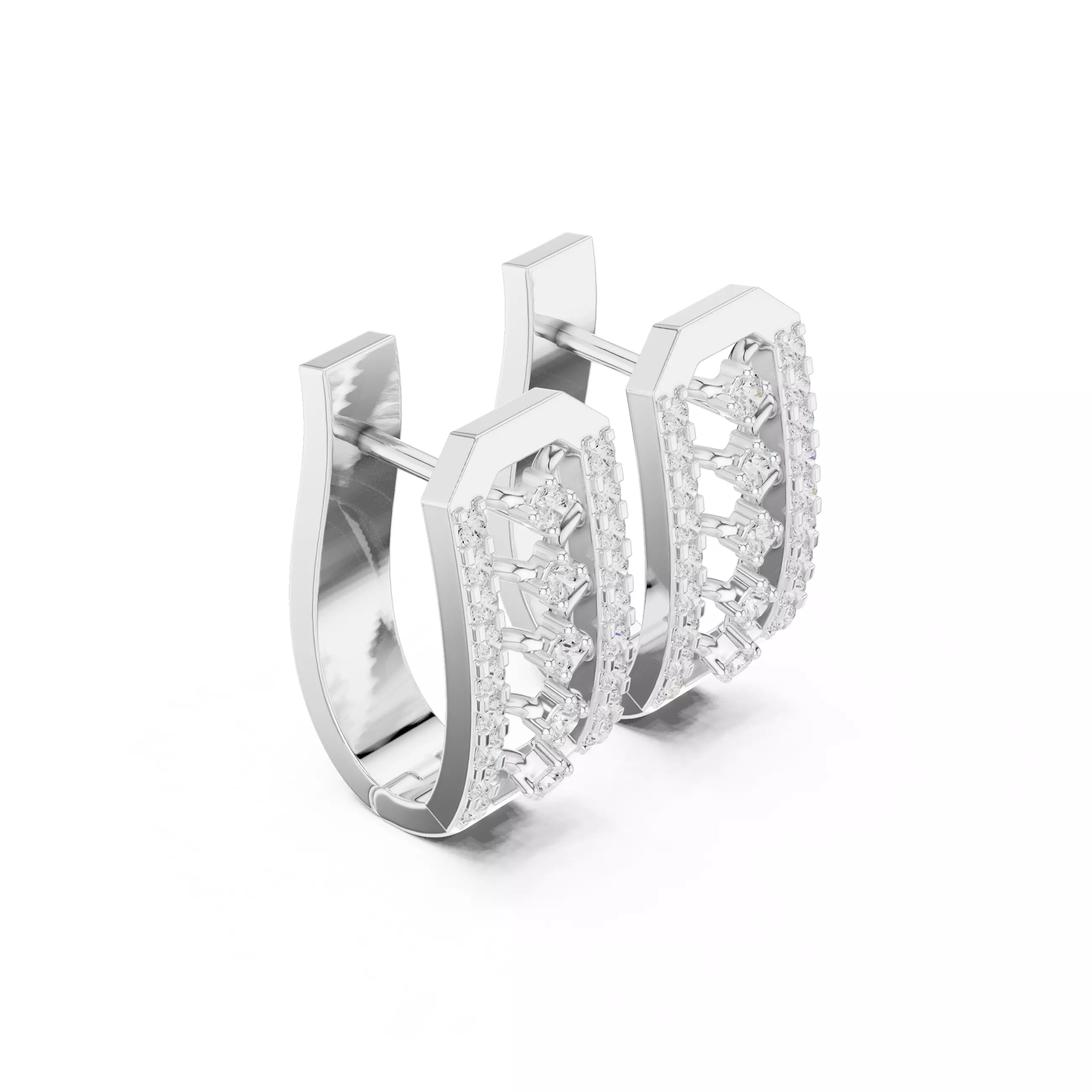 Diamond Hoops Earrings 3dm stl renders animation videos details  3D print model_6