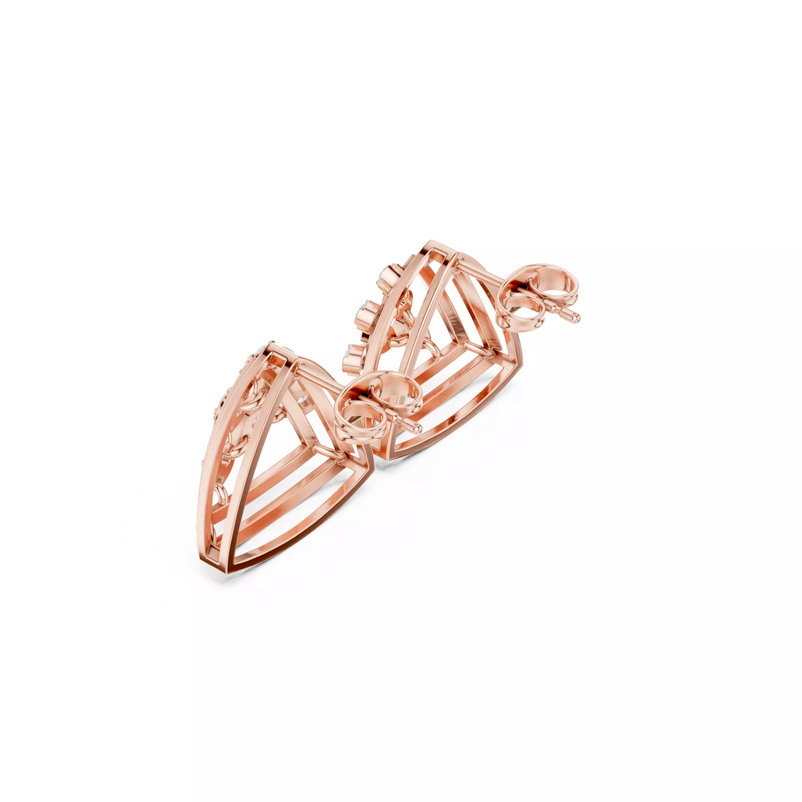 Diamond Studs Earrings 3dm stl renders animation videos details  3D print model_4