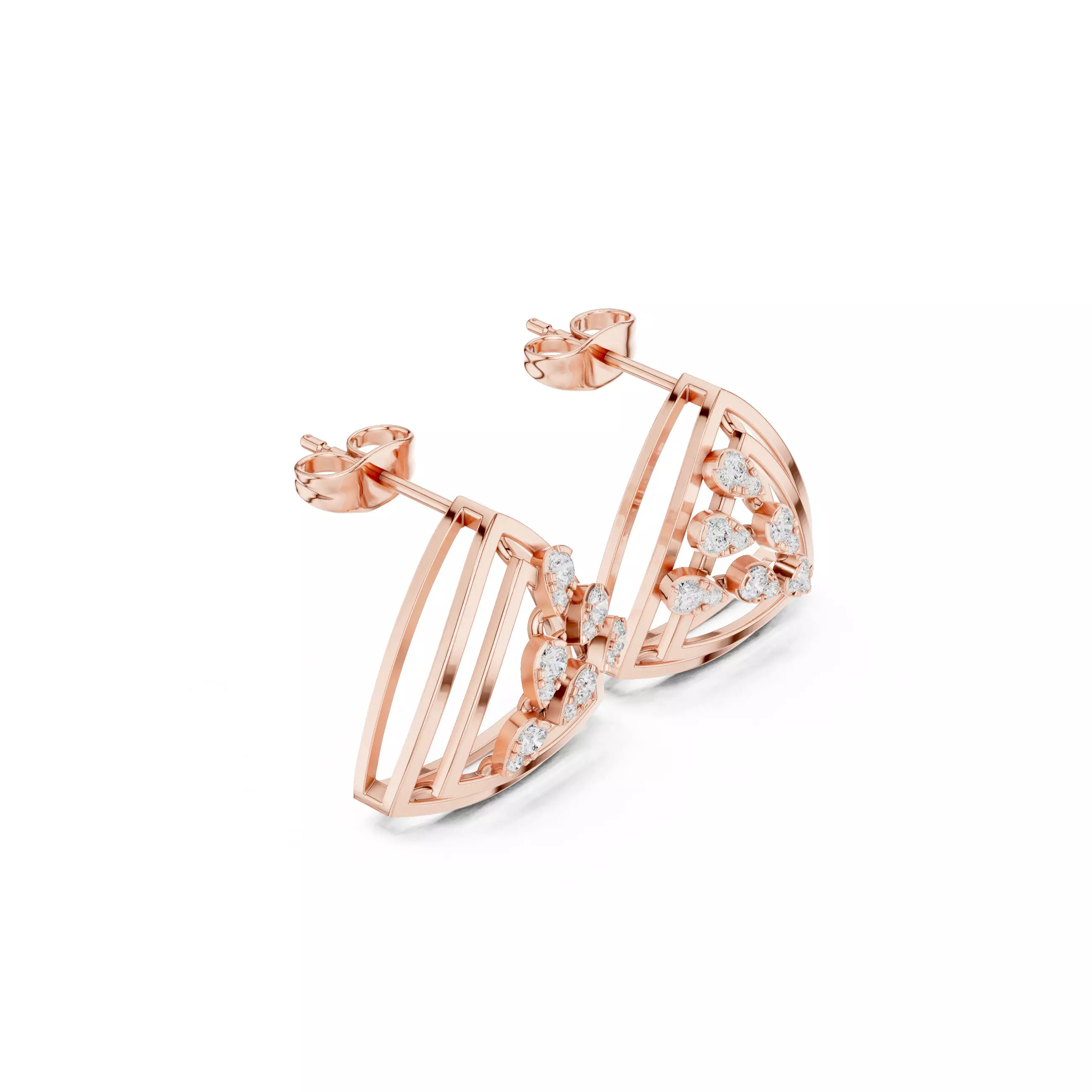 Diamond Studs Earrings 3dm stl renders animation videos details  3D print model_3