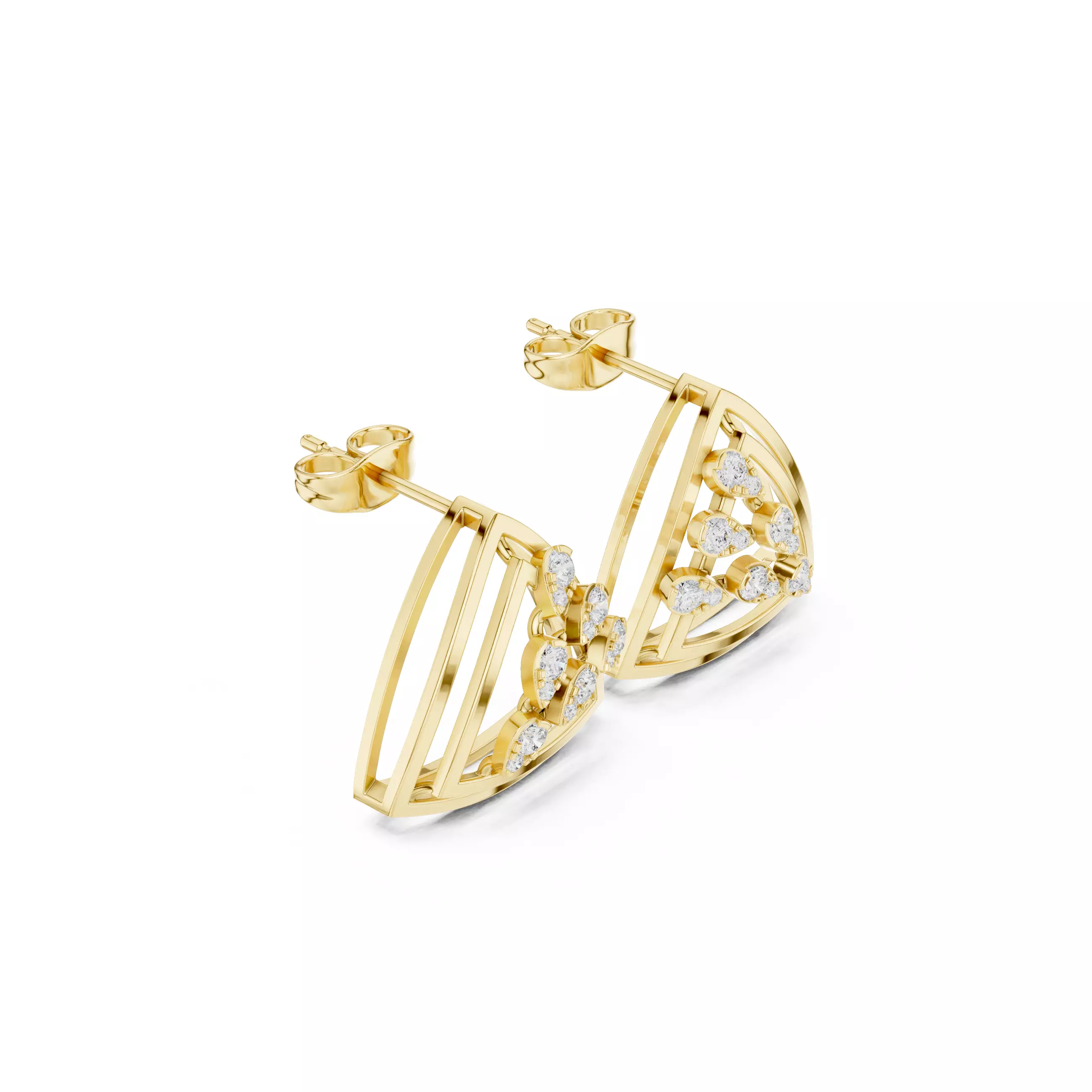 Diamond Studs Earrings 3dm stl renders animation videos details  3D print model_10