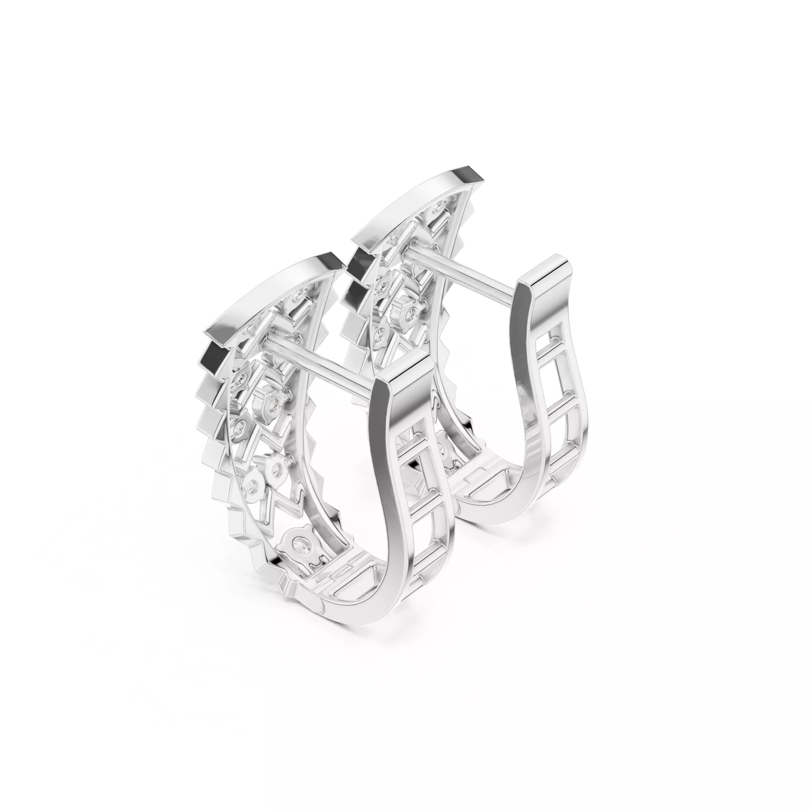 Diamond Hoops Earrings 3dm stl renders animation videos details  3D print model_7