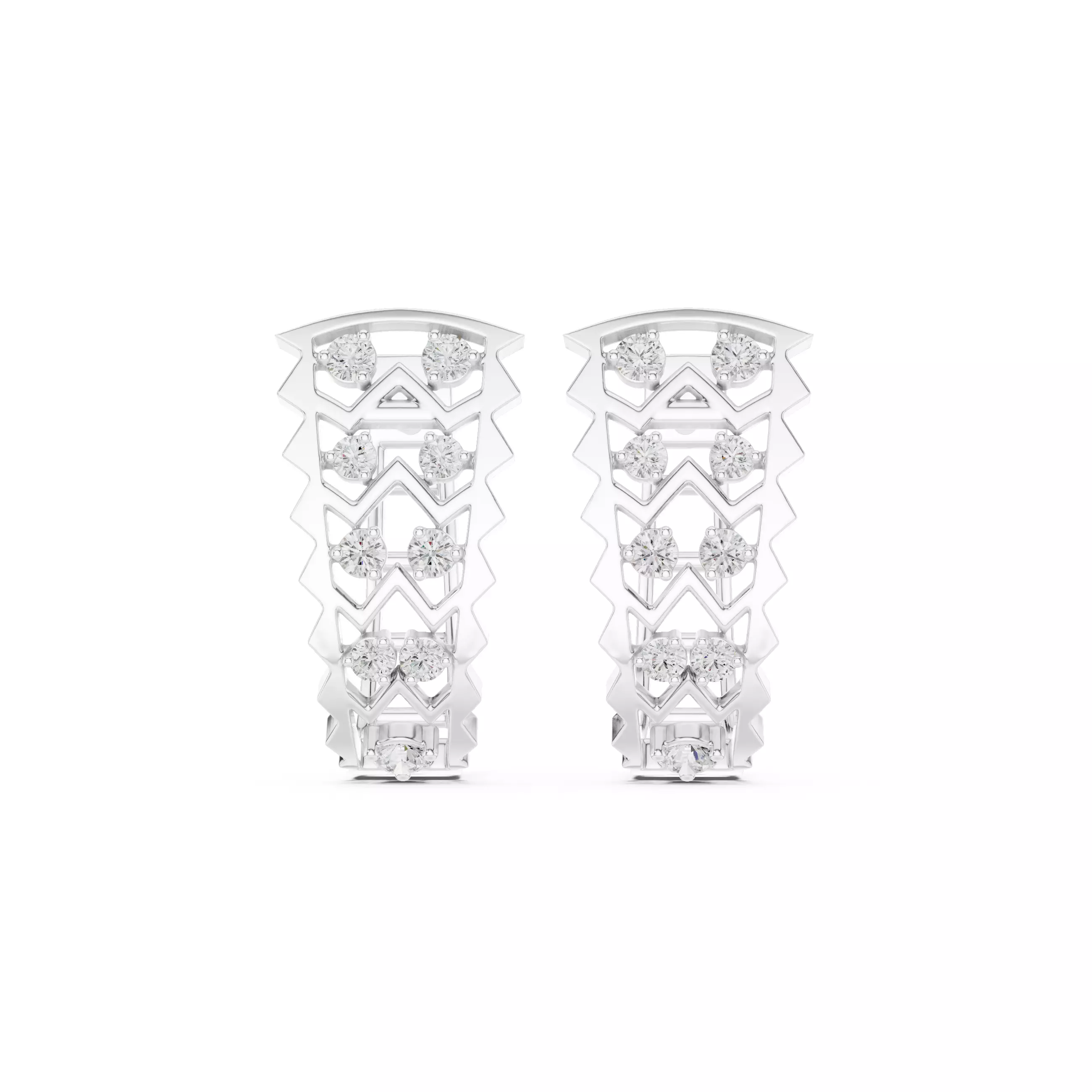 Diamond Hoops Earrings 3dm stl renders animation videos details  3D print model_9