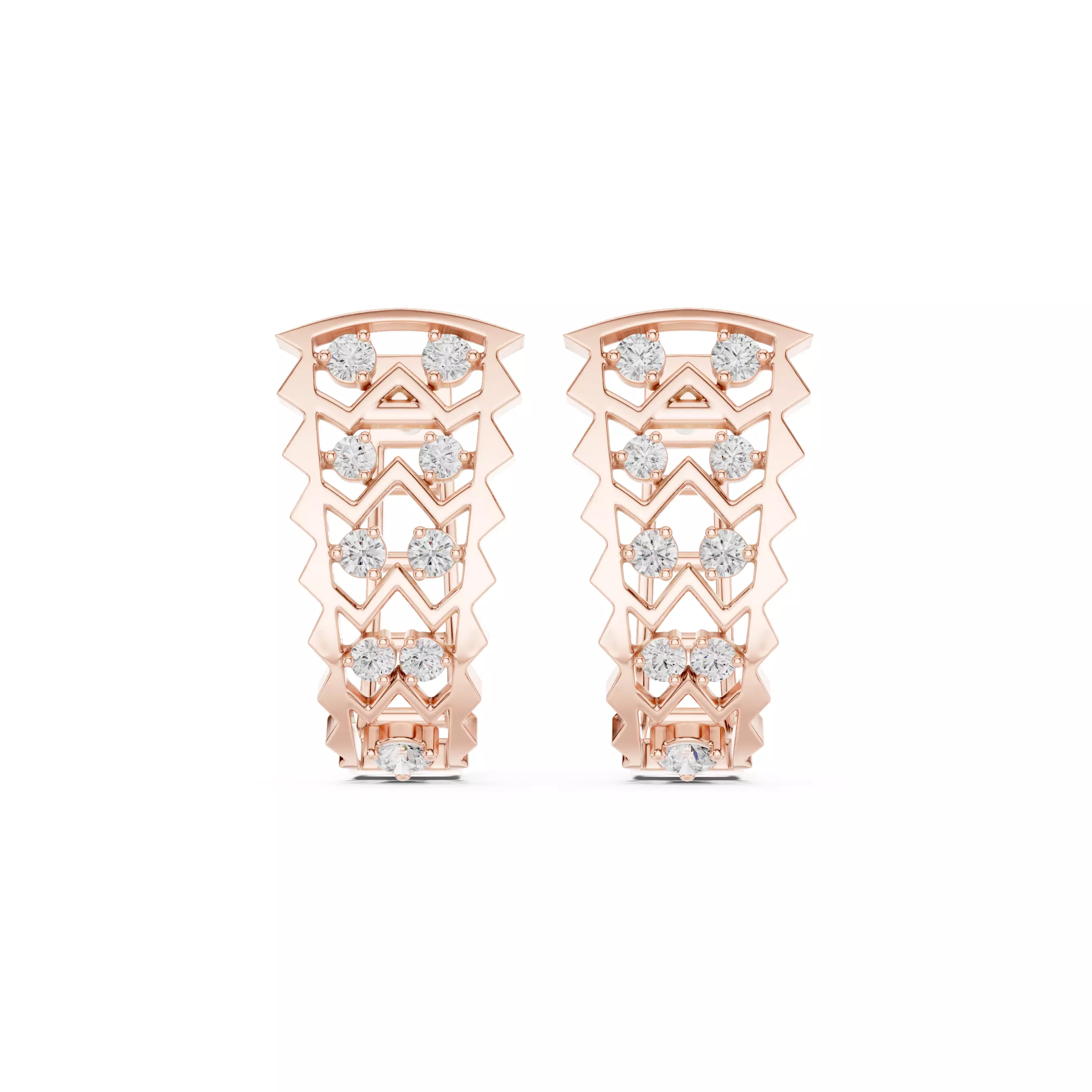 Diamond Hoops Earrings 3dm stl renders animation videos details  3D print model_0