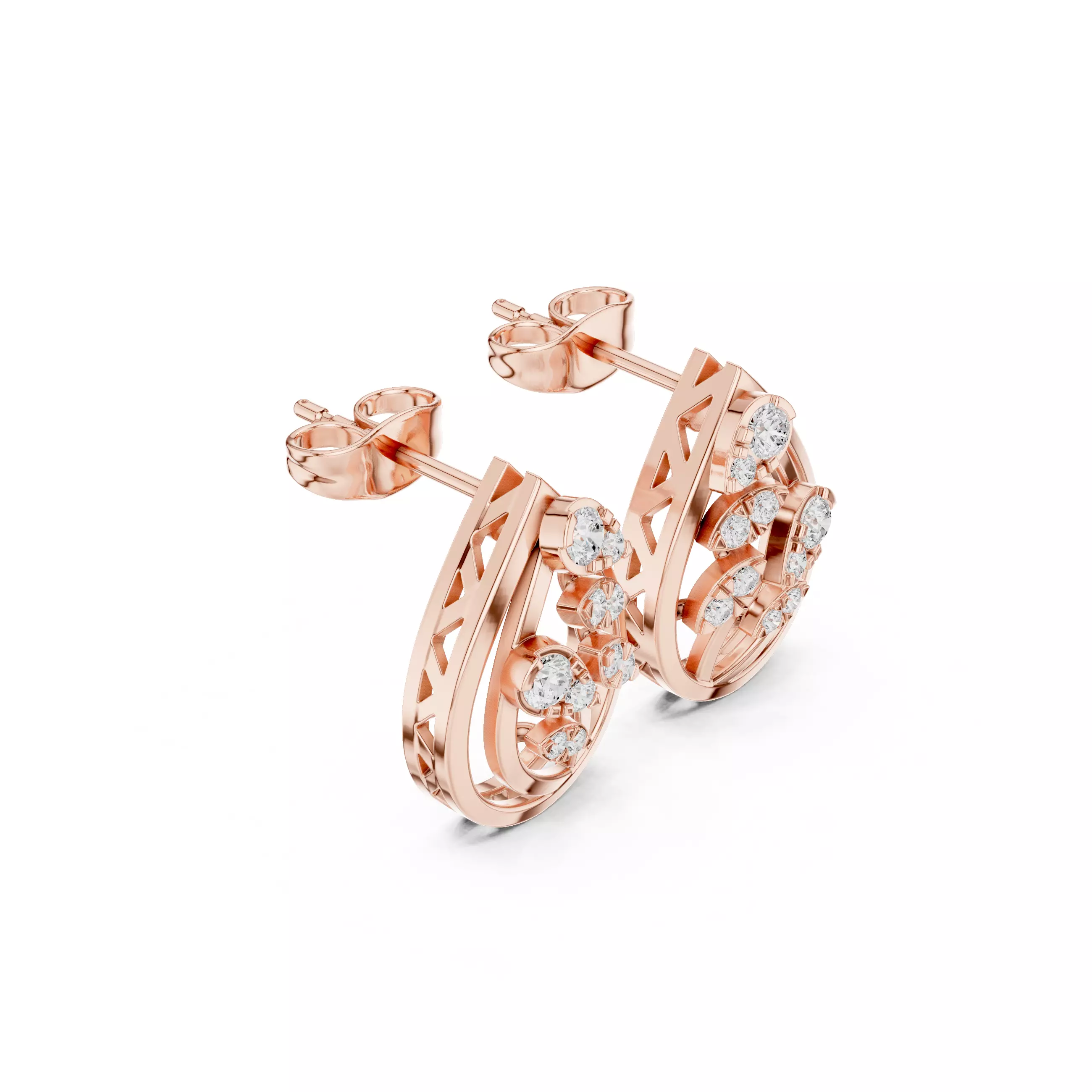 Diamond Studs Earrings 3dm stl renders animation videos details 3D print model_3