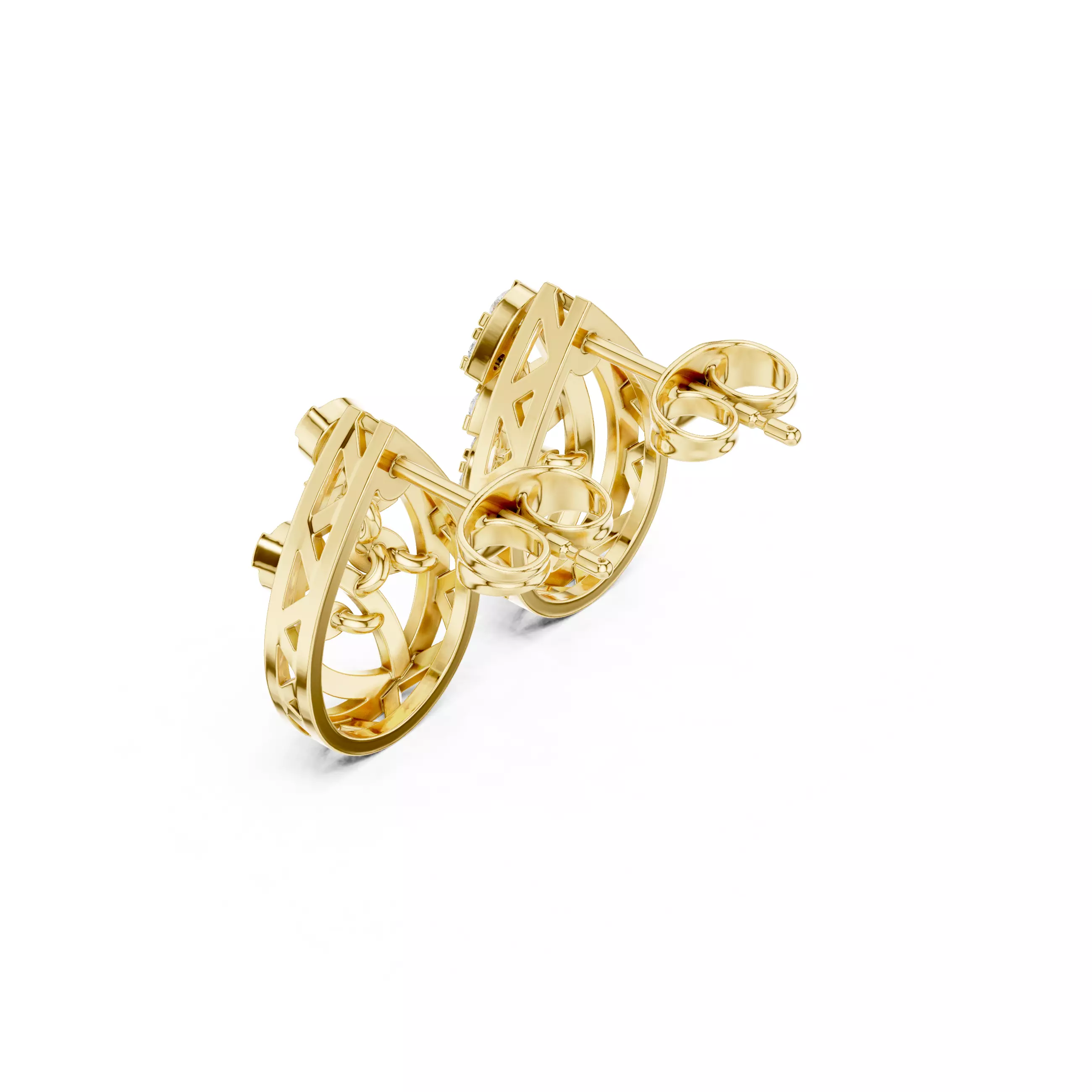 Diamond Studs Earrings 3dm stl renders animation videos details 3D print model_11