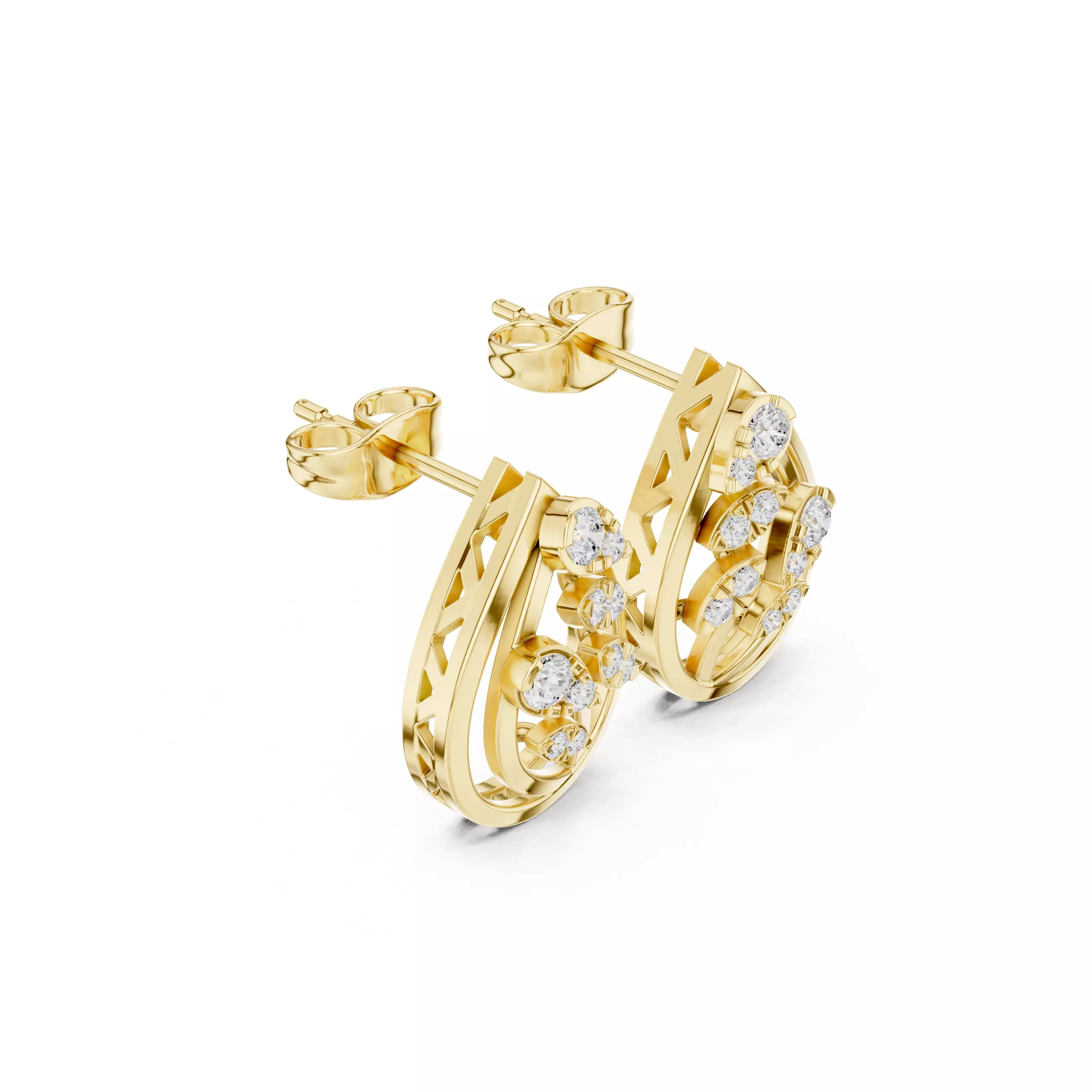 Diamond Studs Earrings 3dm stl renders animation videos details 3D print model_10